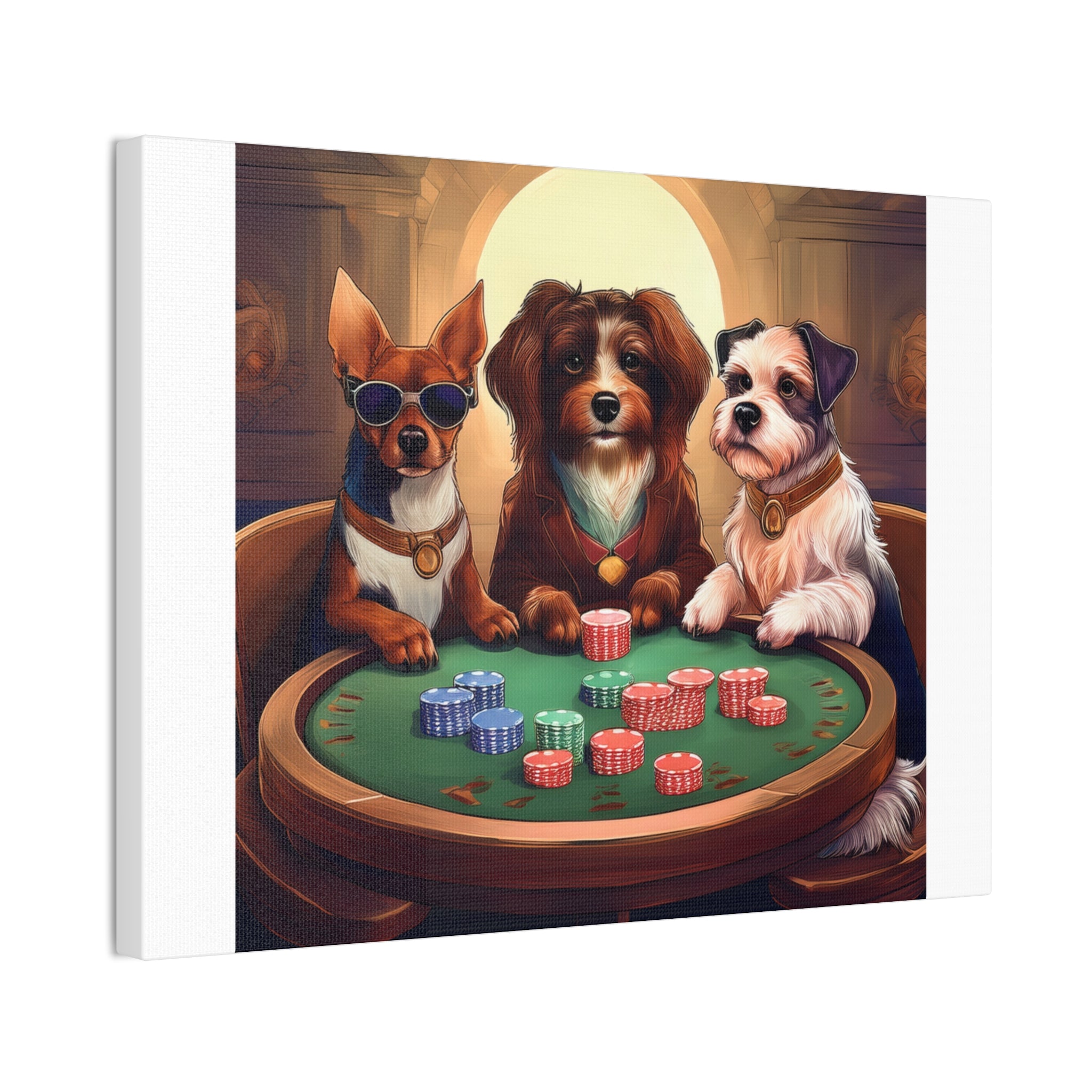 Puppy Poker Canvas Stretched, 0.75"