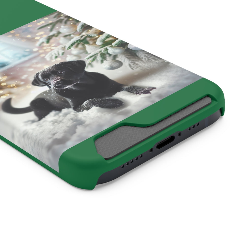 Black Lab Holiday Phone Case with Card Holder
