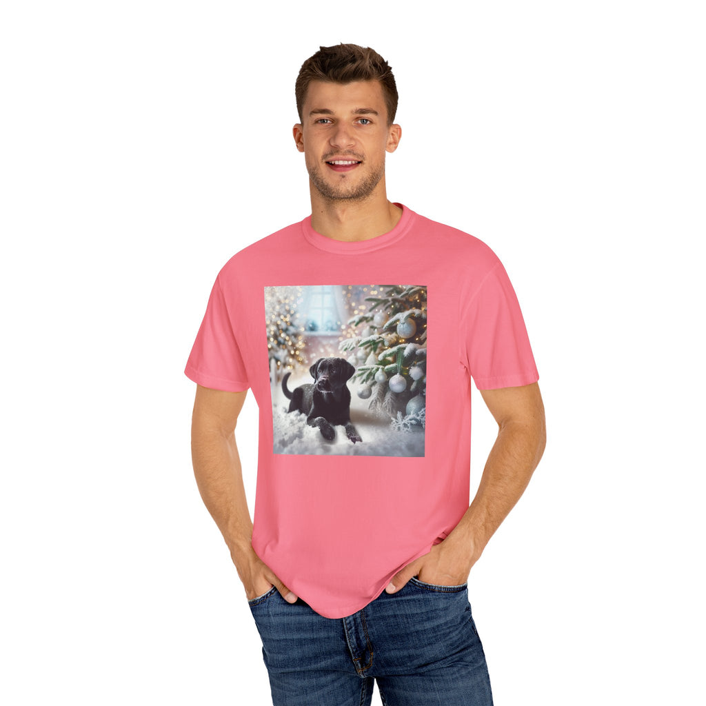 Black Lab Puppy Holiday Unisex Garment-Dyed T-shirt