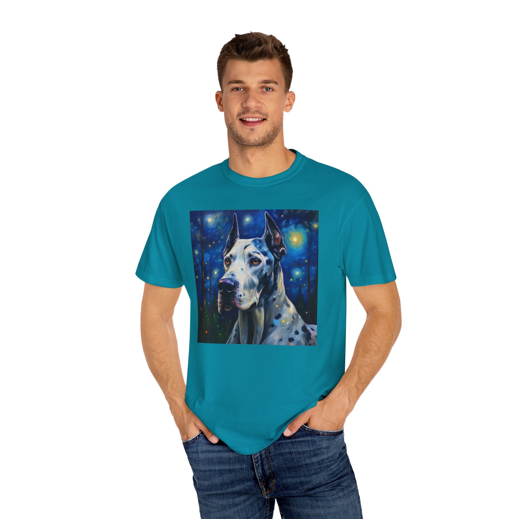 Great Dane Stary Night Unisex Garment-Dyed T-shirt