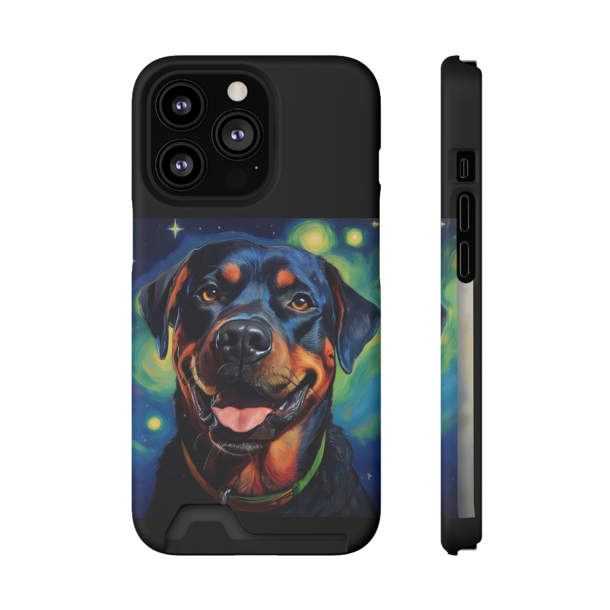 Rottweiler Stary Night Phone Case with Card Holder