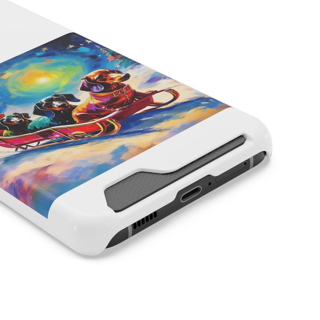 Dachshund Night Sleighride Phone Case with Card Holder