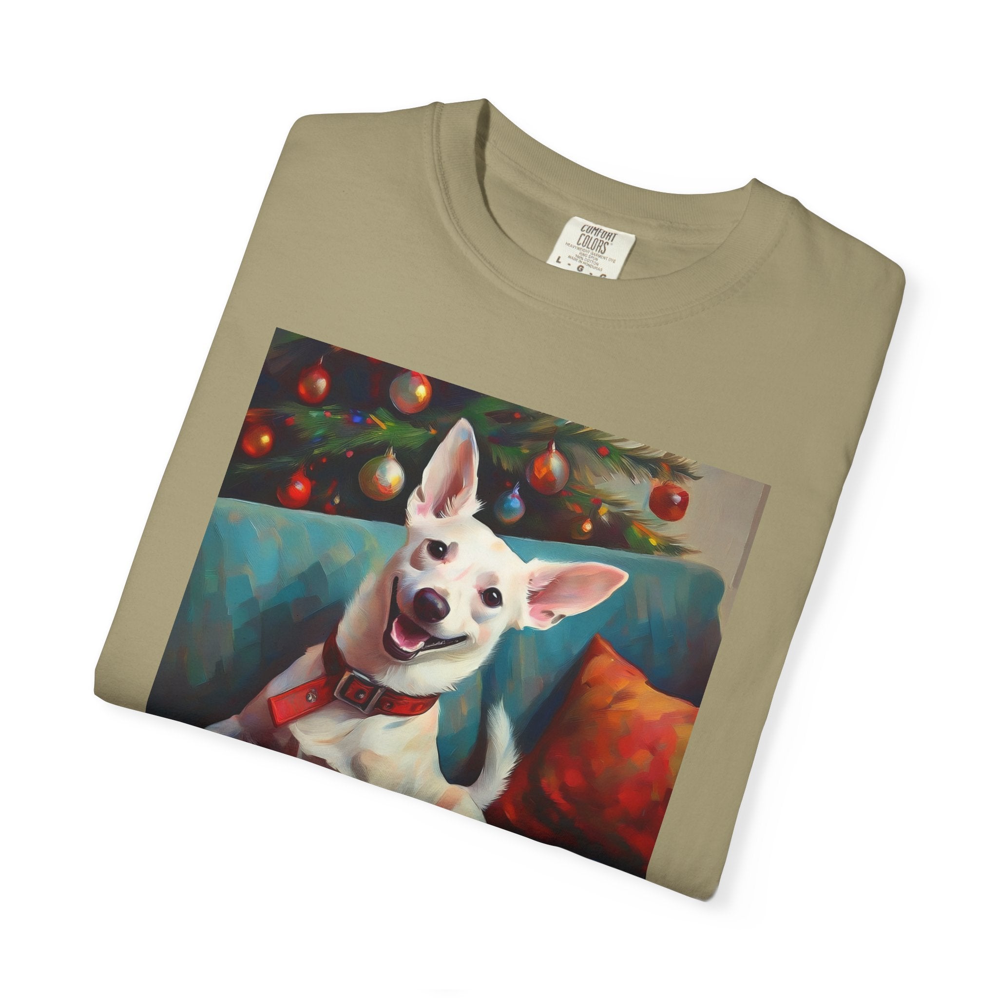 White Corgi Holiday II Unisex Garment-Dyed T-shirt
