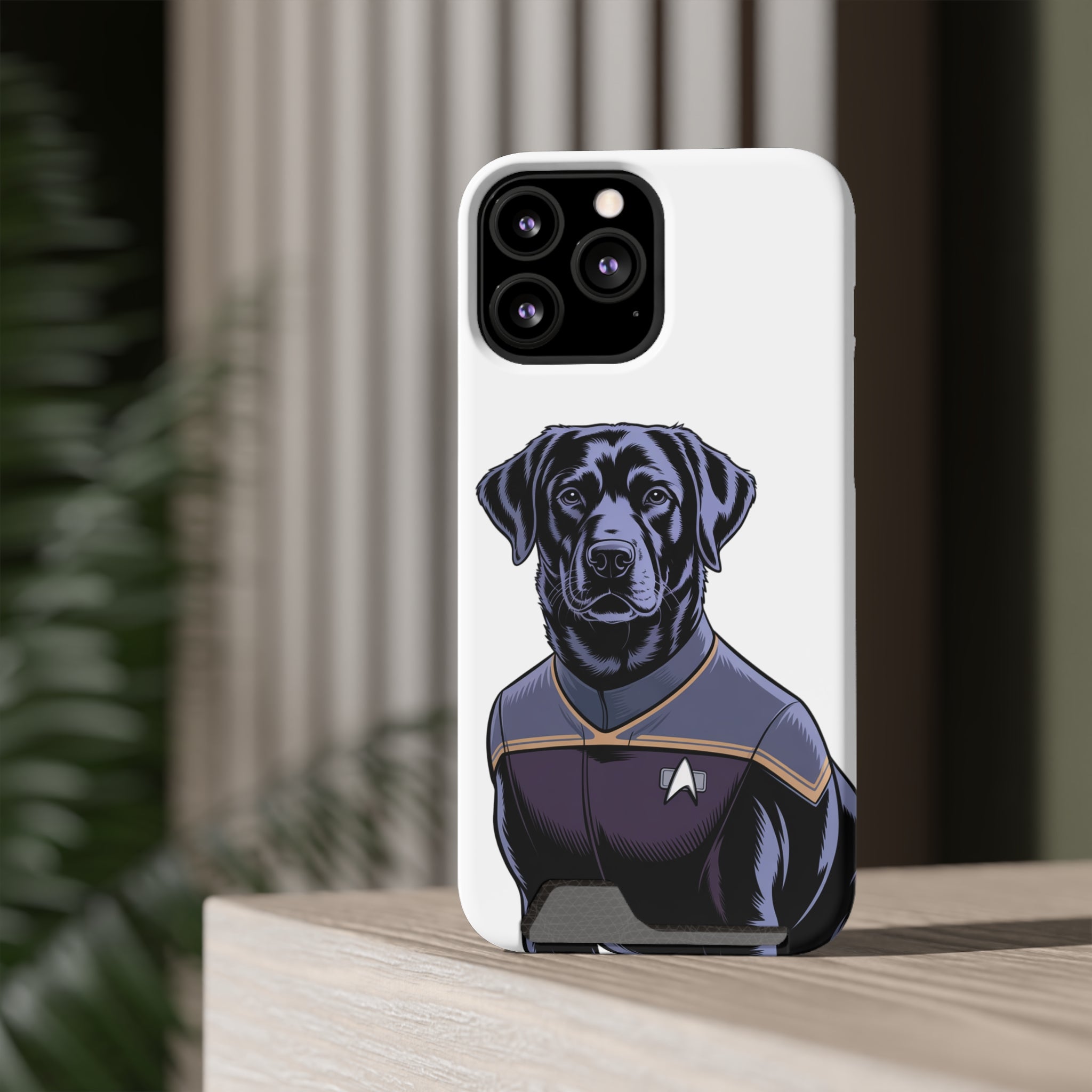 Black Lab Dog-Fleet Phone Case with Card Holder
