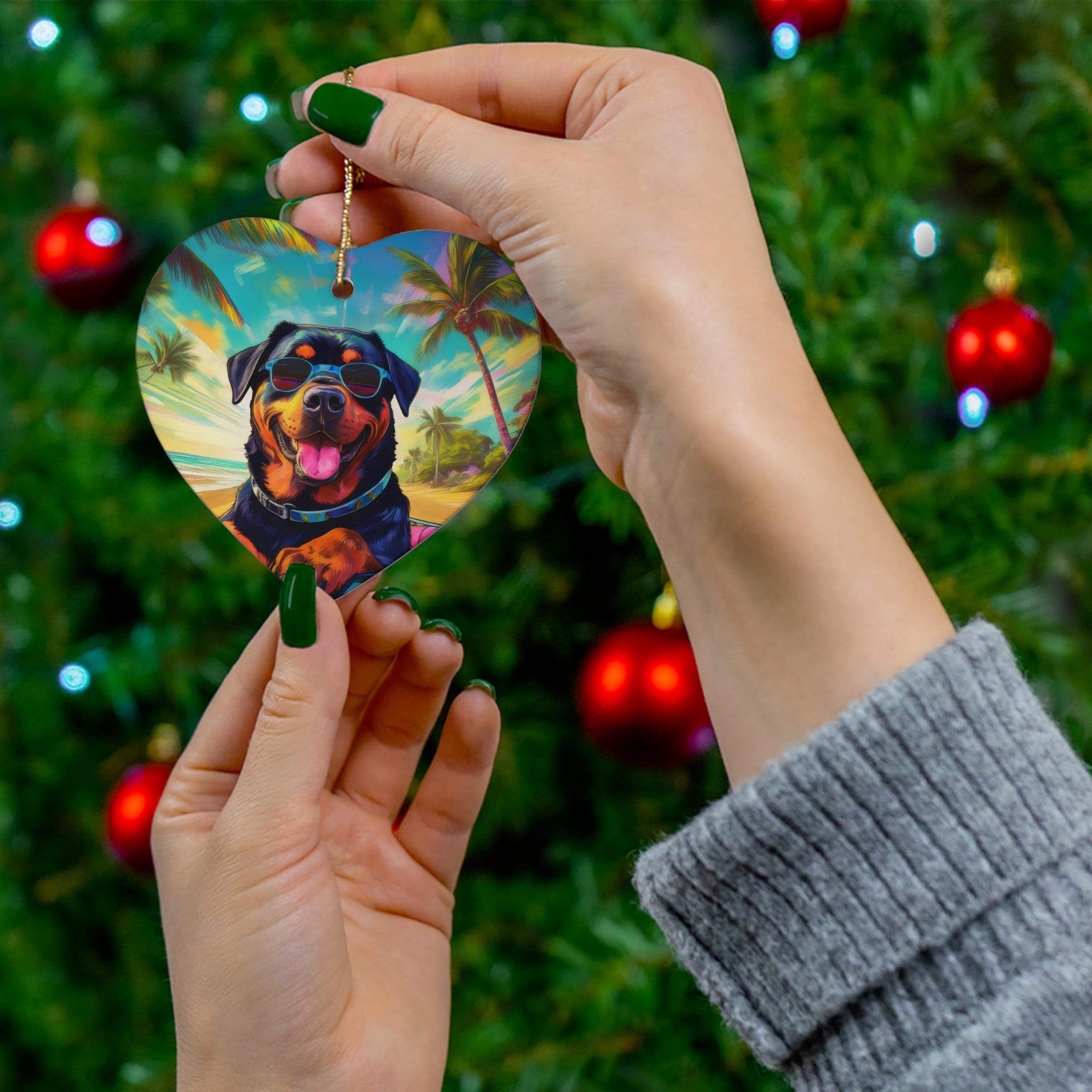 Rottweiler Beach Drive Ceramic Ornament