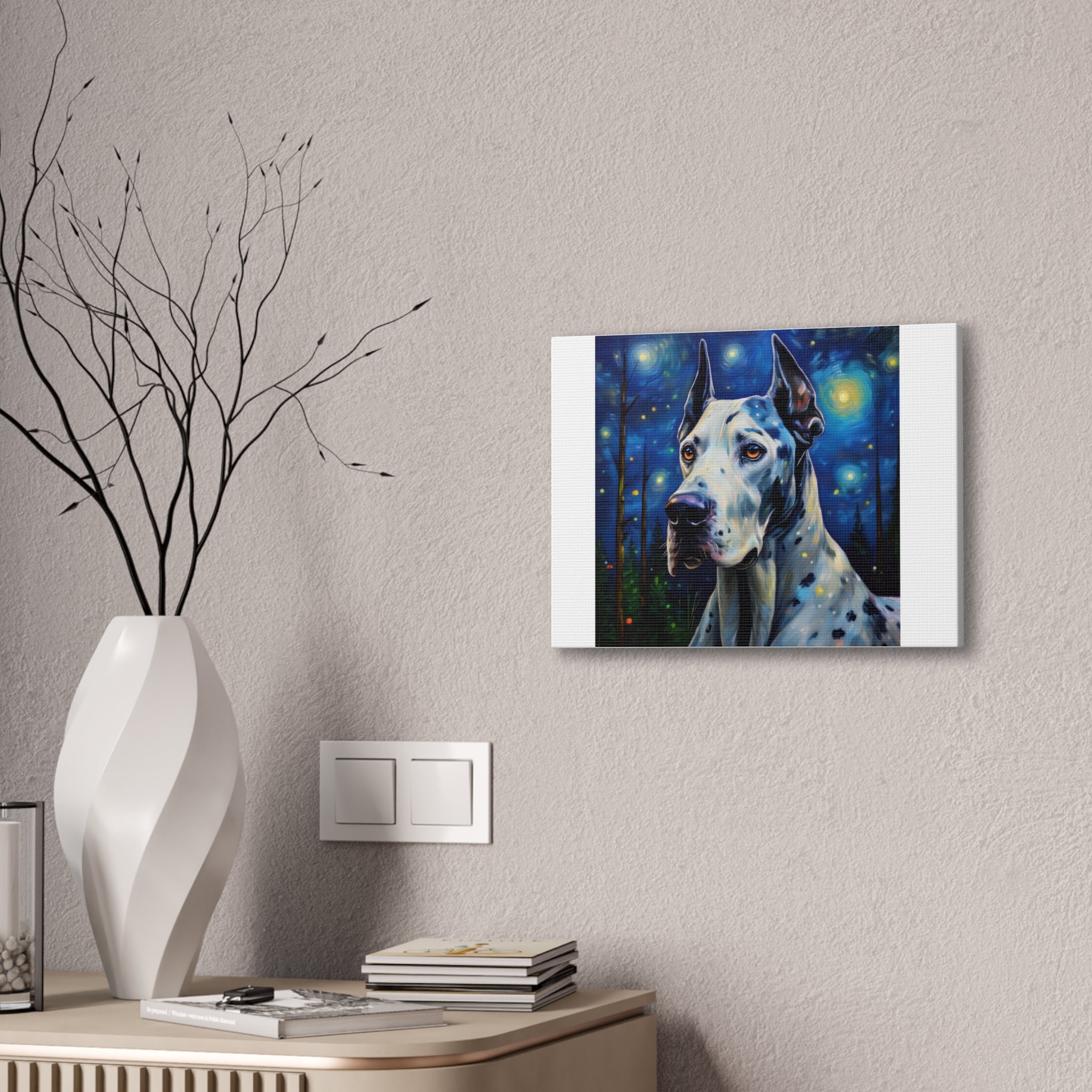 Great Dane Stary Night Canvas Stretched, 0.75"