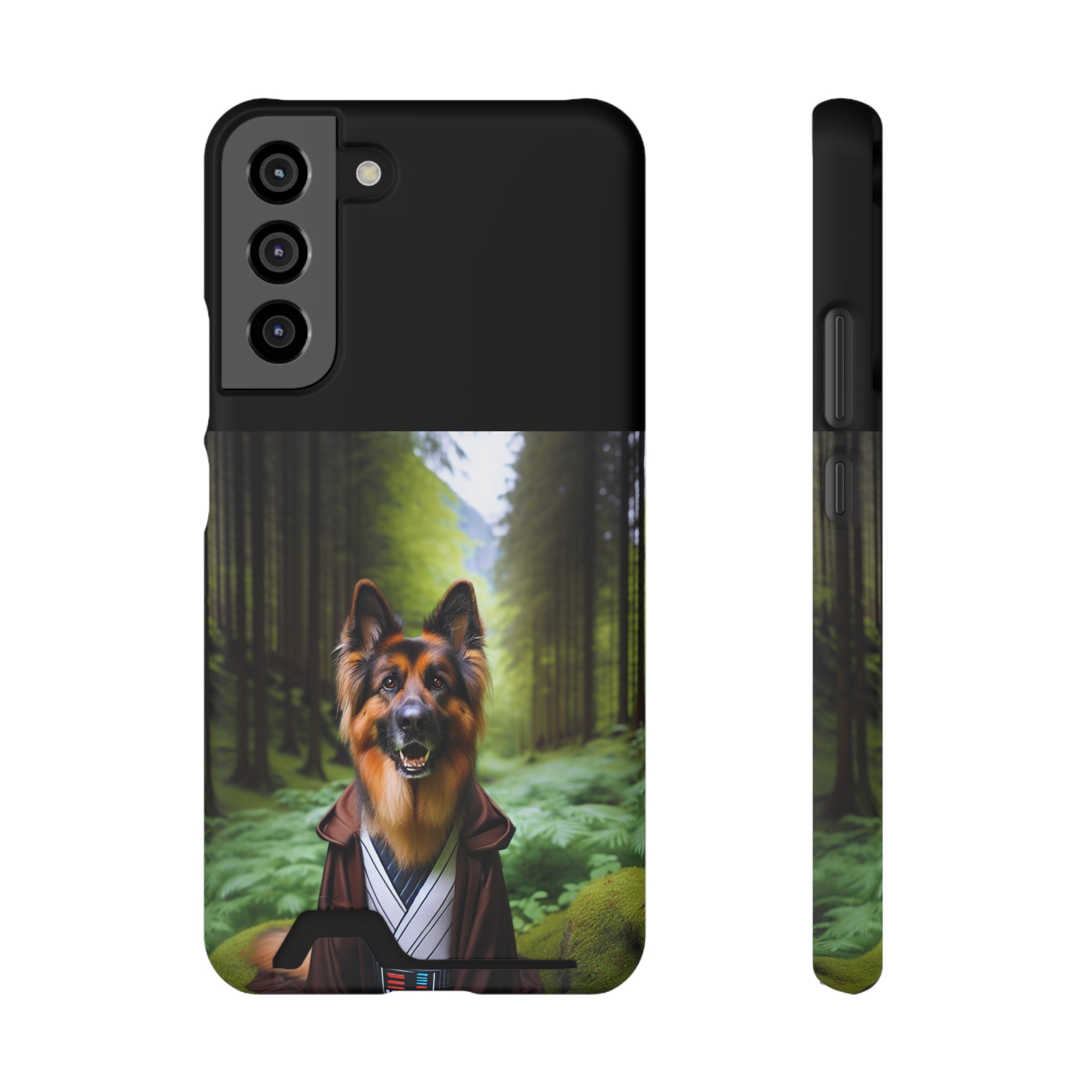German Shepherd Forest Night Phone Case with Card Holder