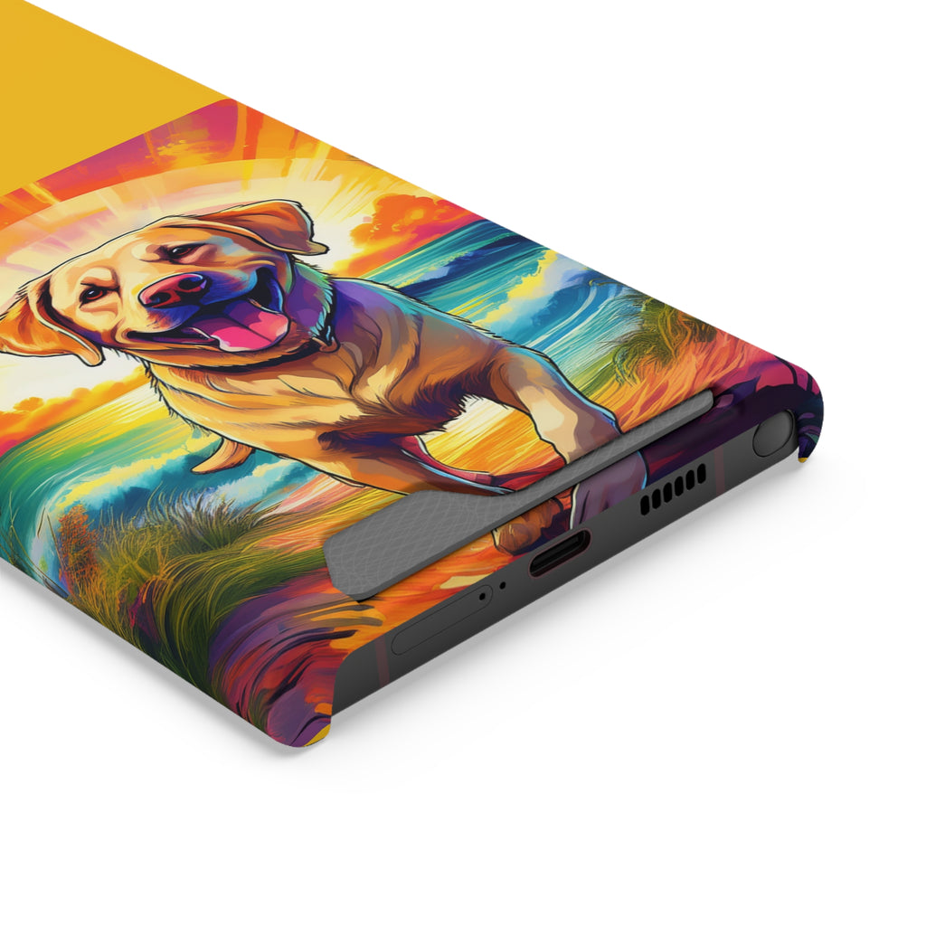 Yellow Lab Sunset Beach Phone Case with Card Holder
