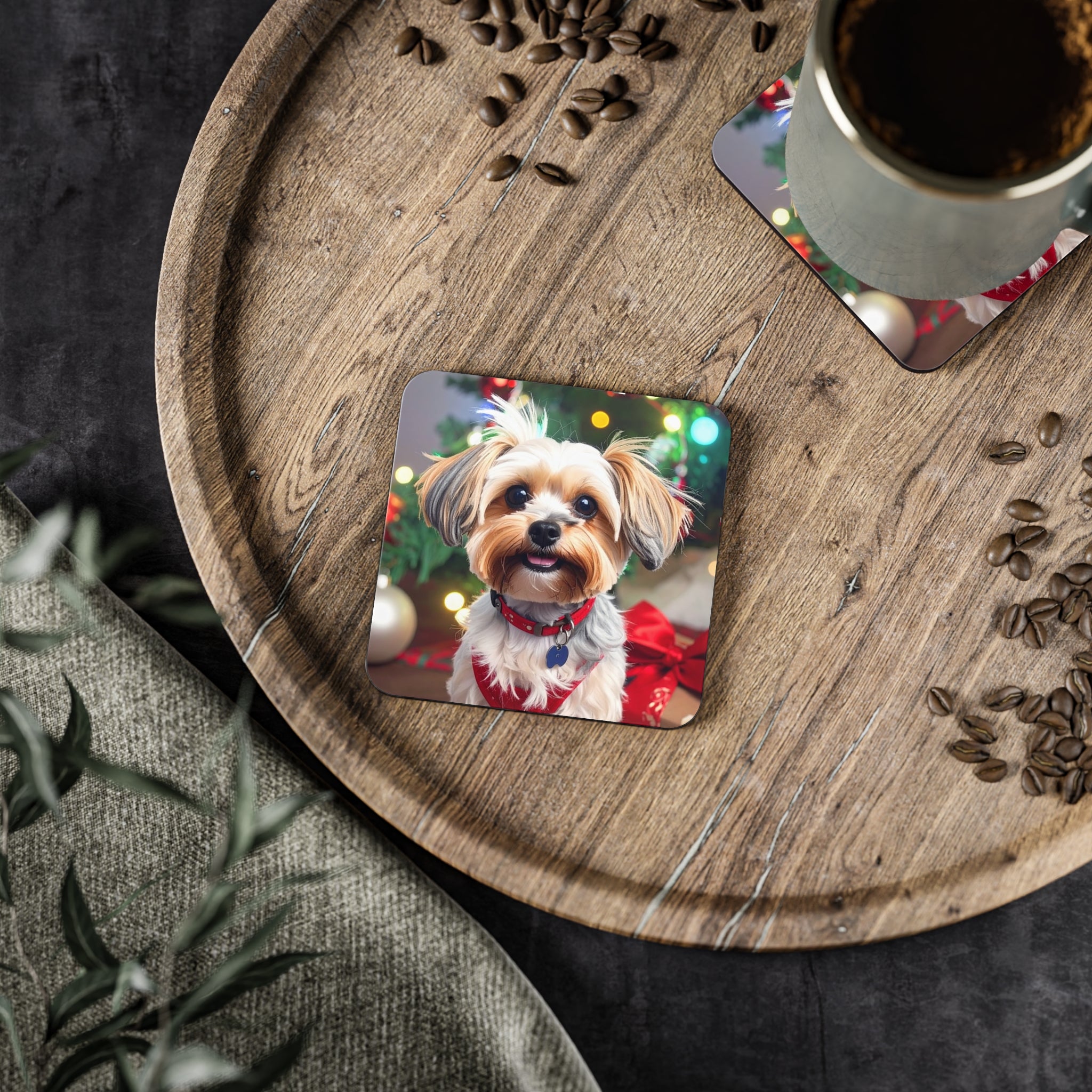 Yorkie Holiday Tzu Coasters
