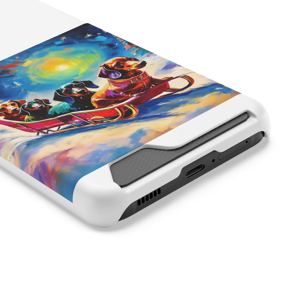 Dachshund Night Sleighride Phone Case with Card Holder