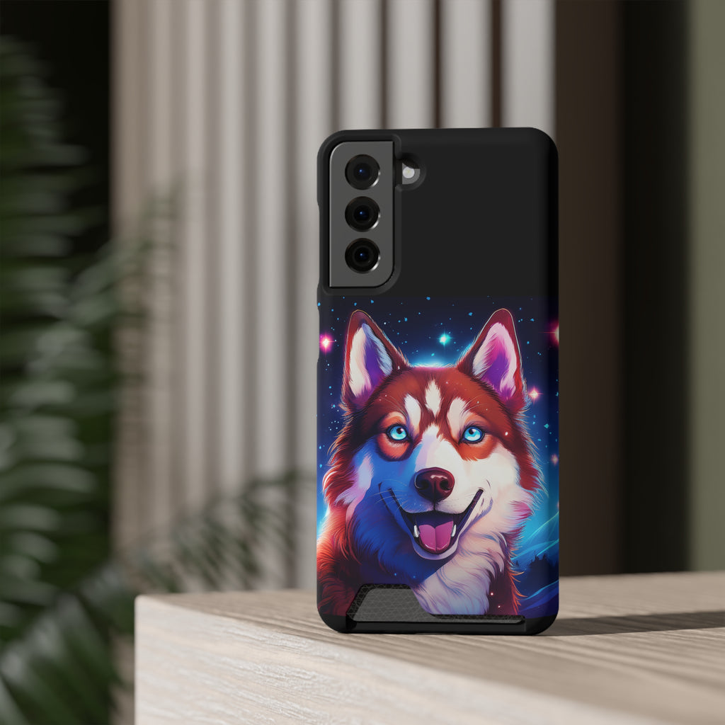 Eskimo Husky Stary Night Phone Case with Card Holder