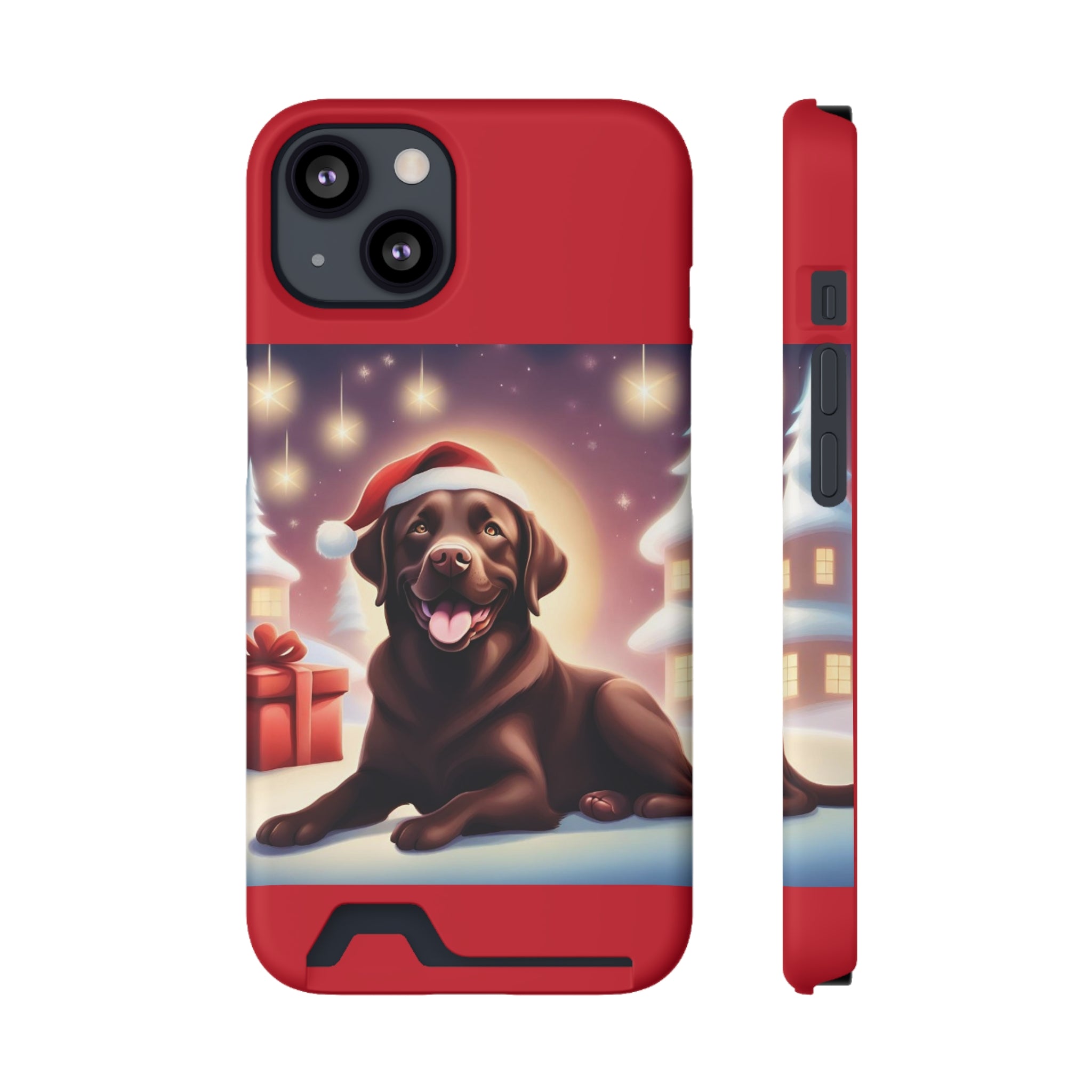 Choclate Lab Holiday Phone Case with Card Holder