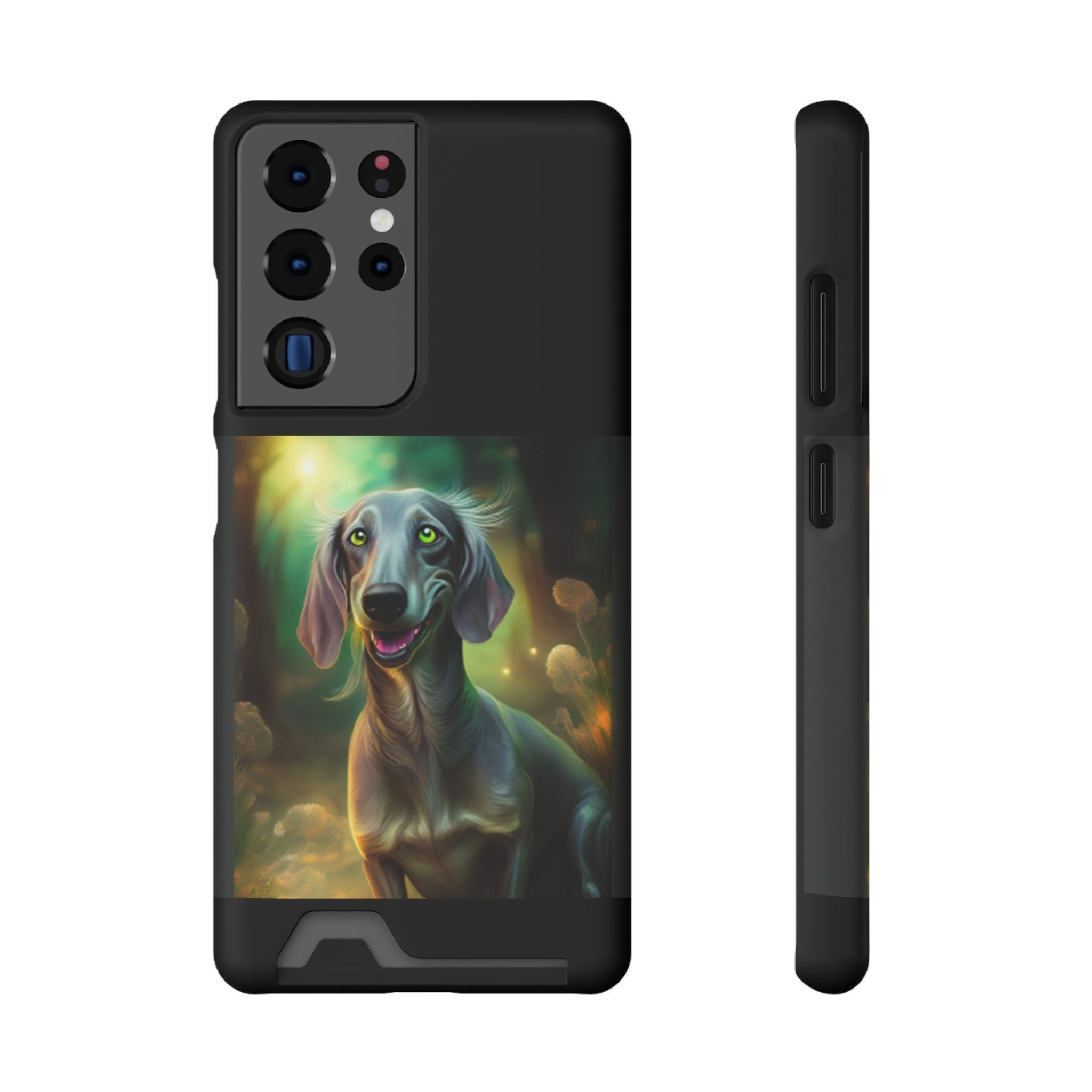 Dachshund Silver Grey Phone Case with Card Holder