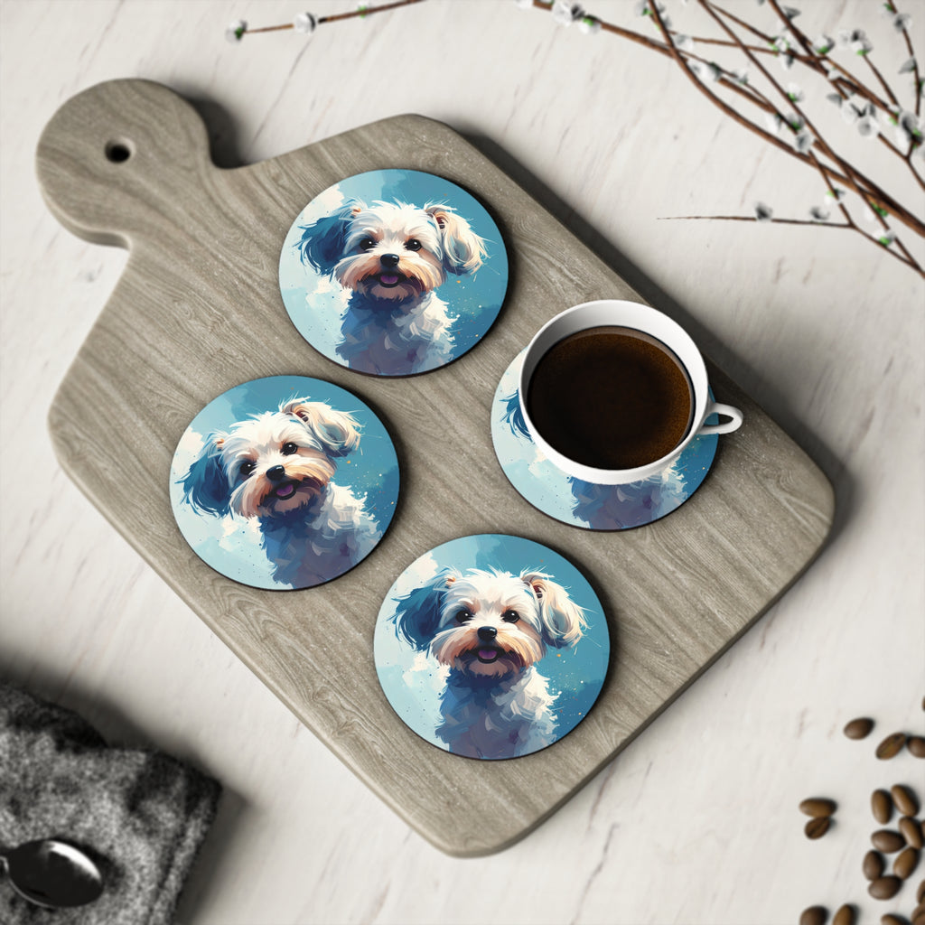 White Frost Yorkie Coasters