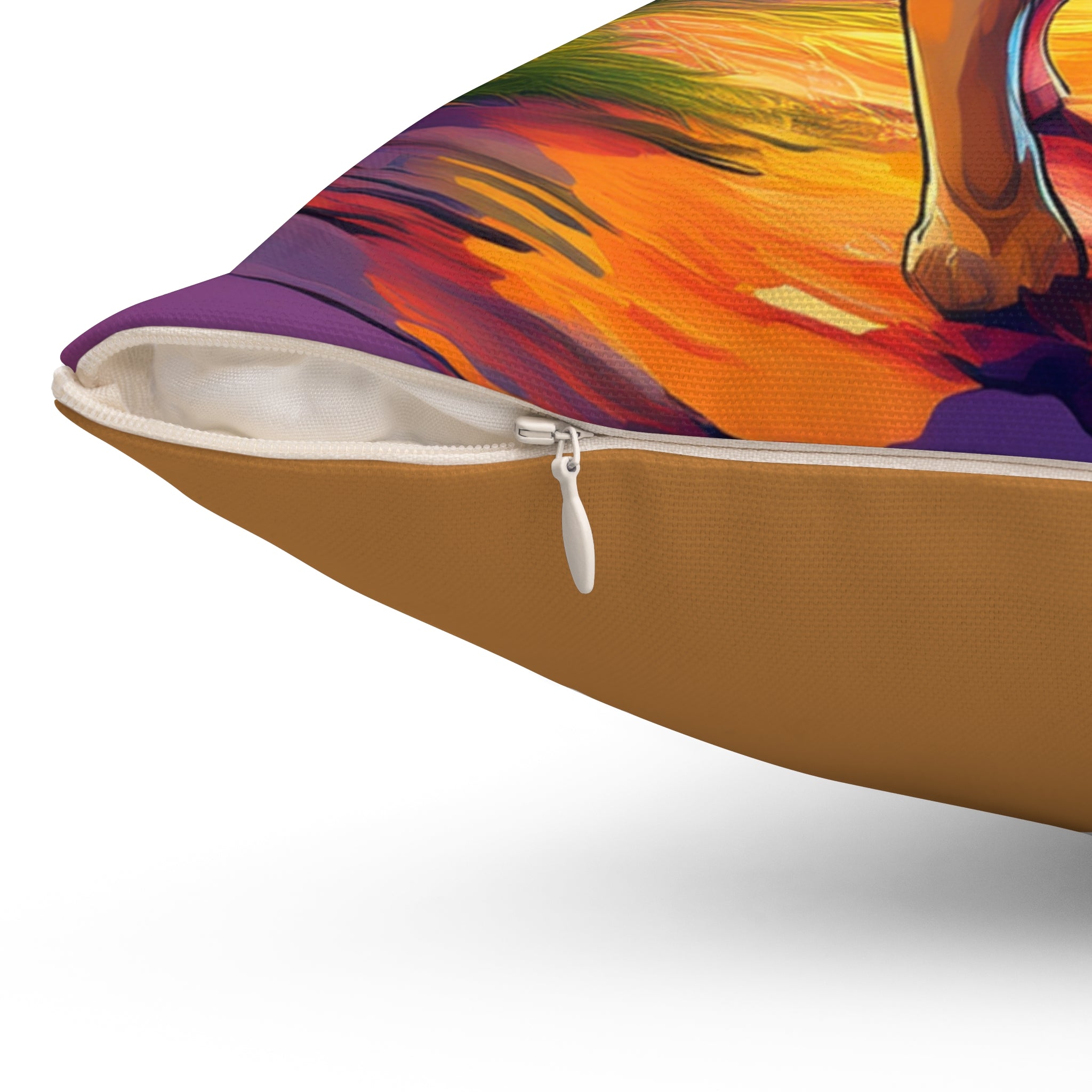 Yellow Lab Sunset Beach Polyester Square Pillow