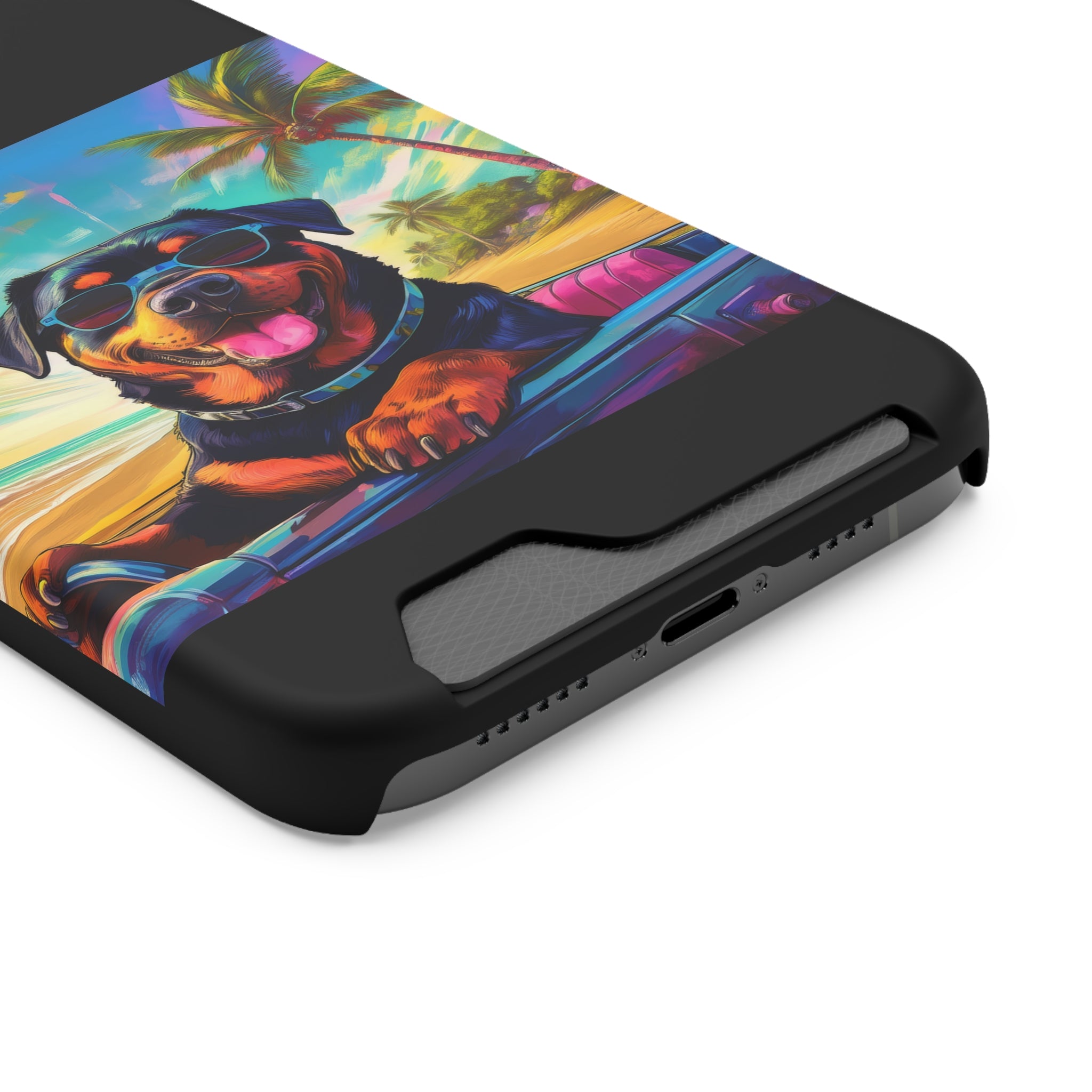 Rottweiler Beach Drive Phone Case with Card Holder