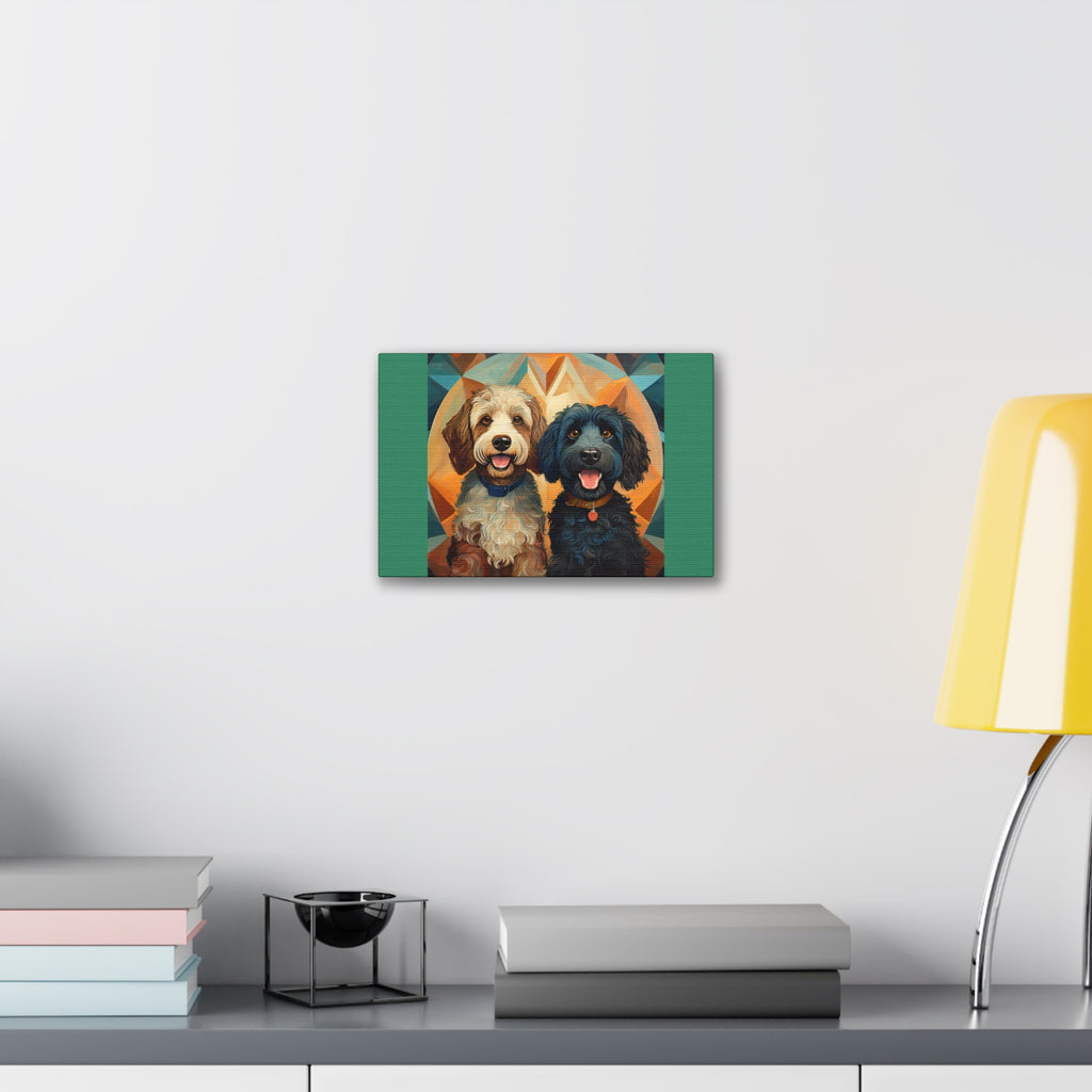 Doodles, Black & Tan Canvas Painting