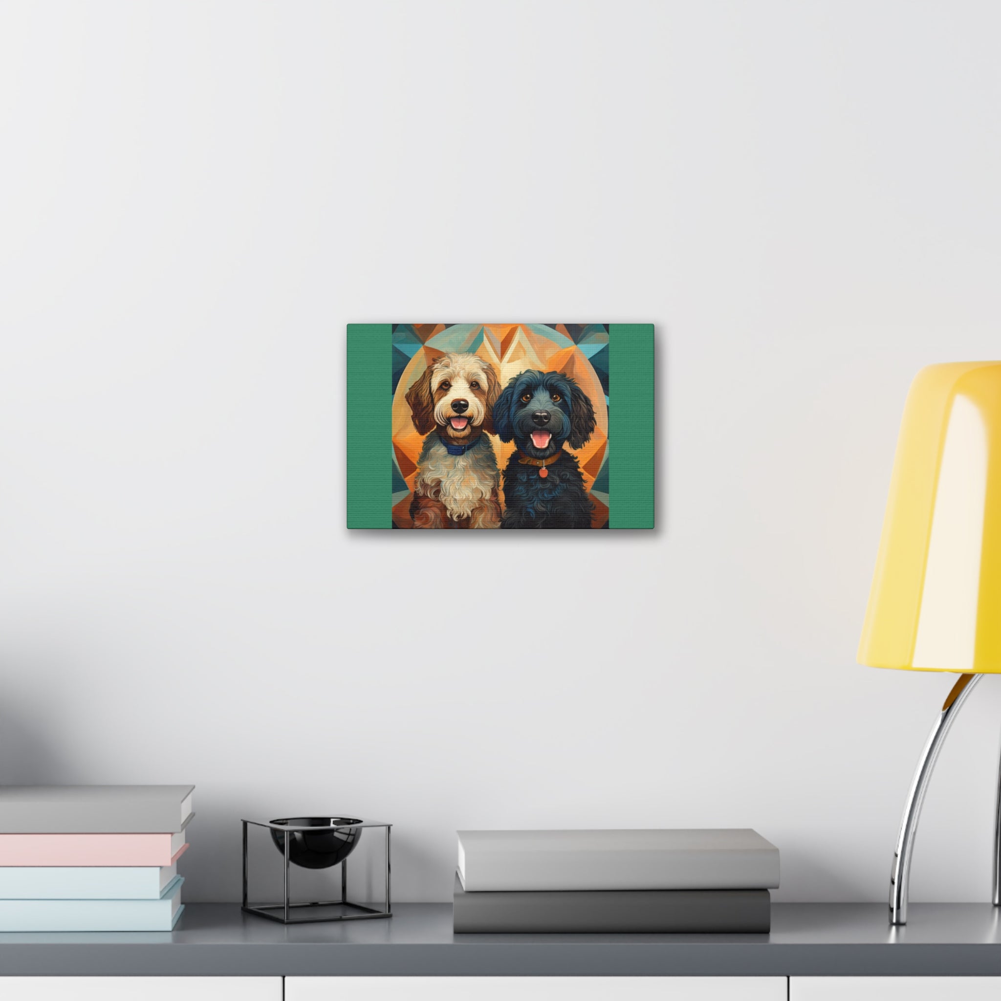 Doodles, Black & Tan Canvas Painting