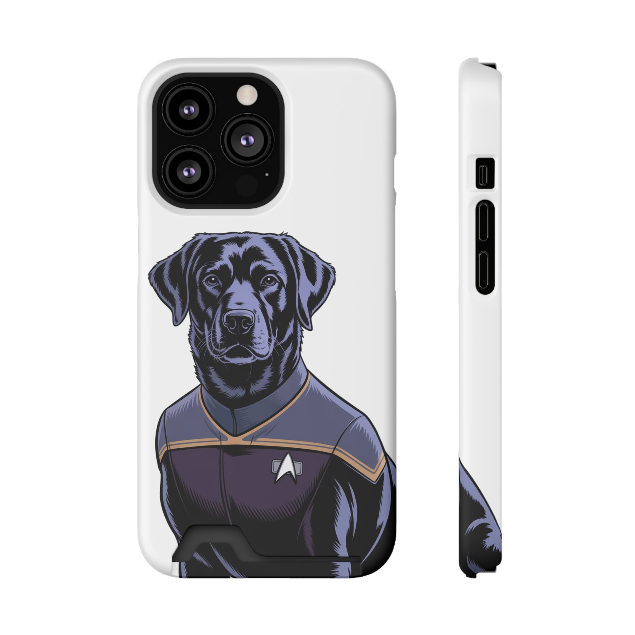 Black Lab Dog-Fleet Phone Case with Card Holder