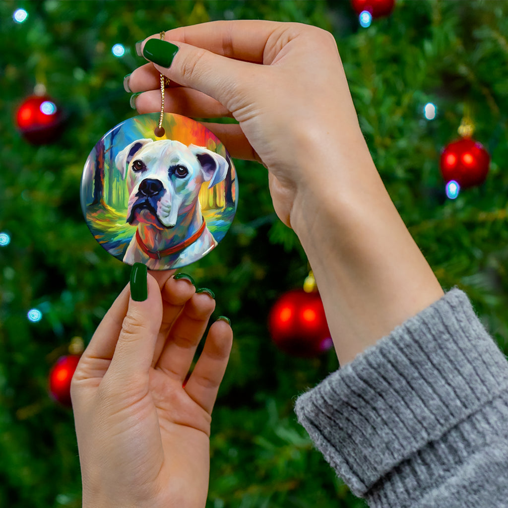 Boxer Rainbow Sky Ceramic Ornament