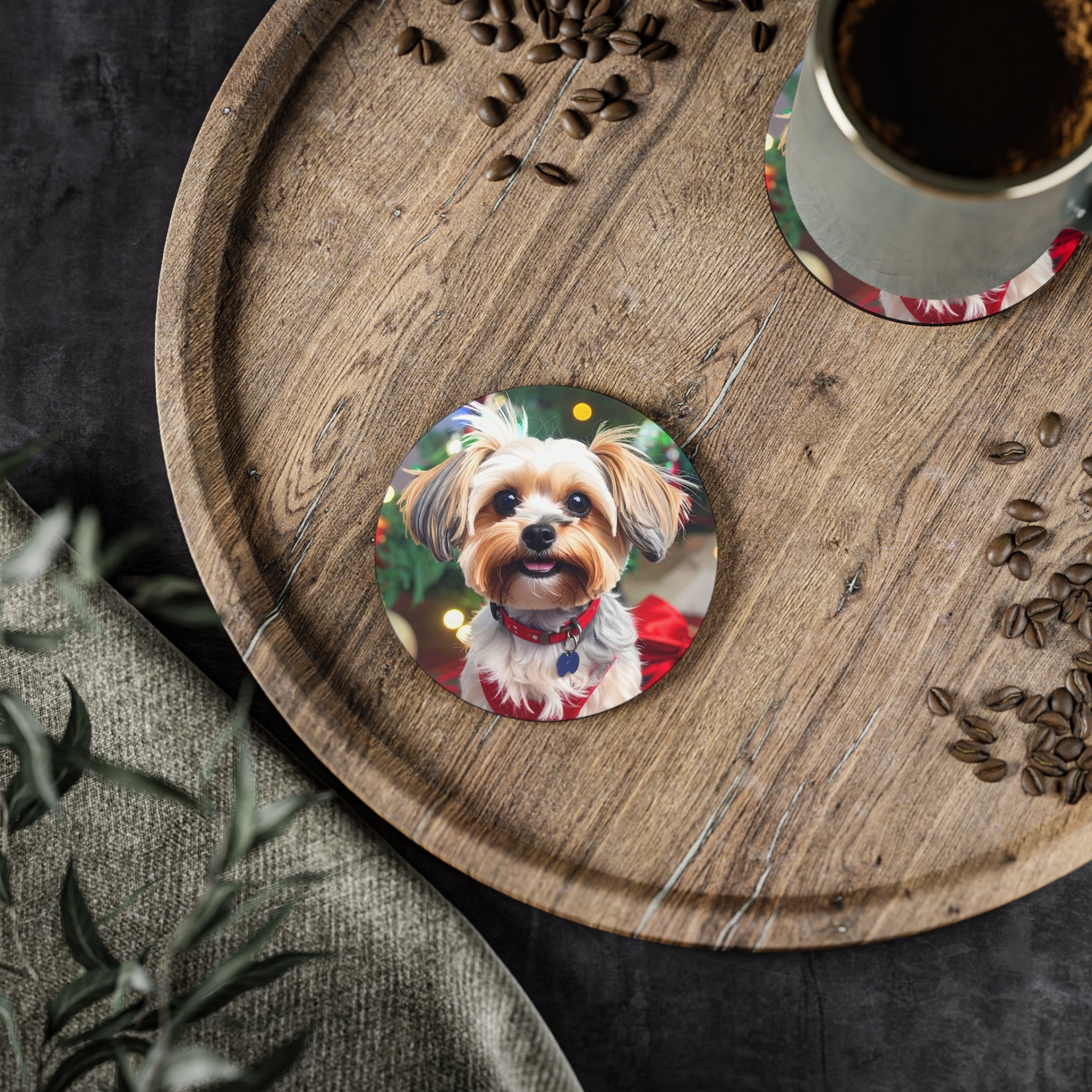 Yorkie Holiday Tzu Coasters