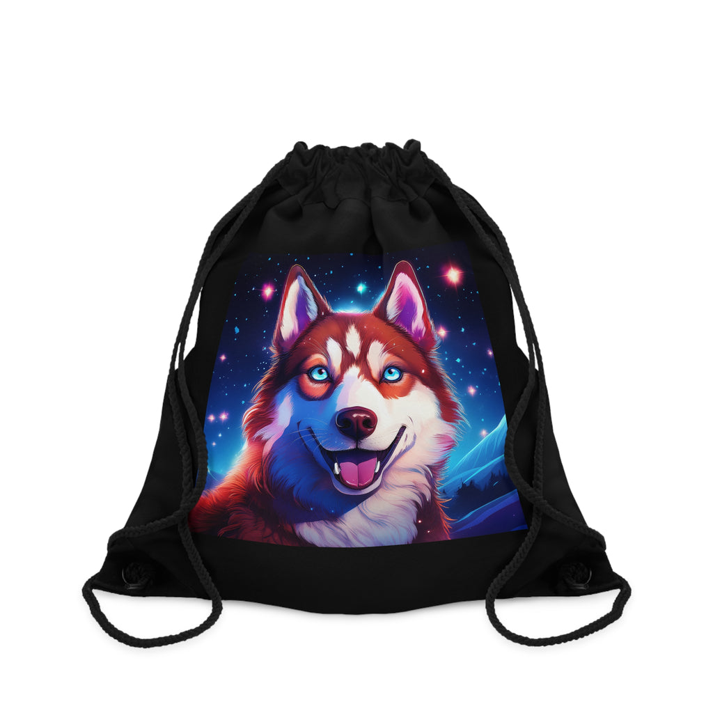 Eskimo Husky Stary Night Drawstring Bag