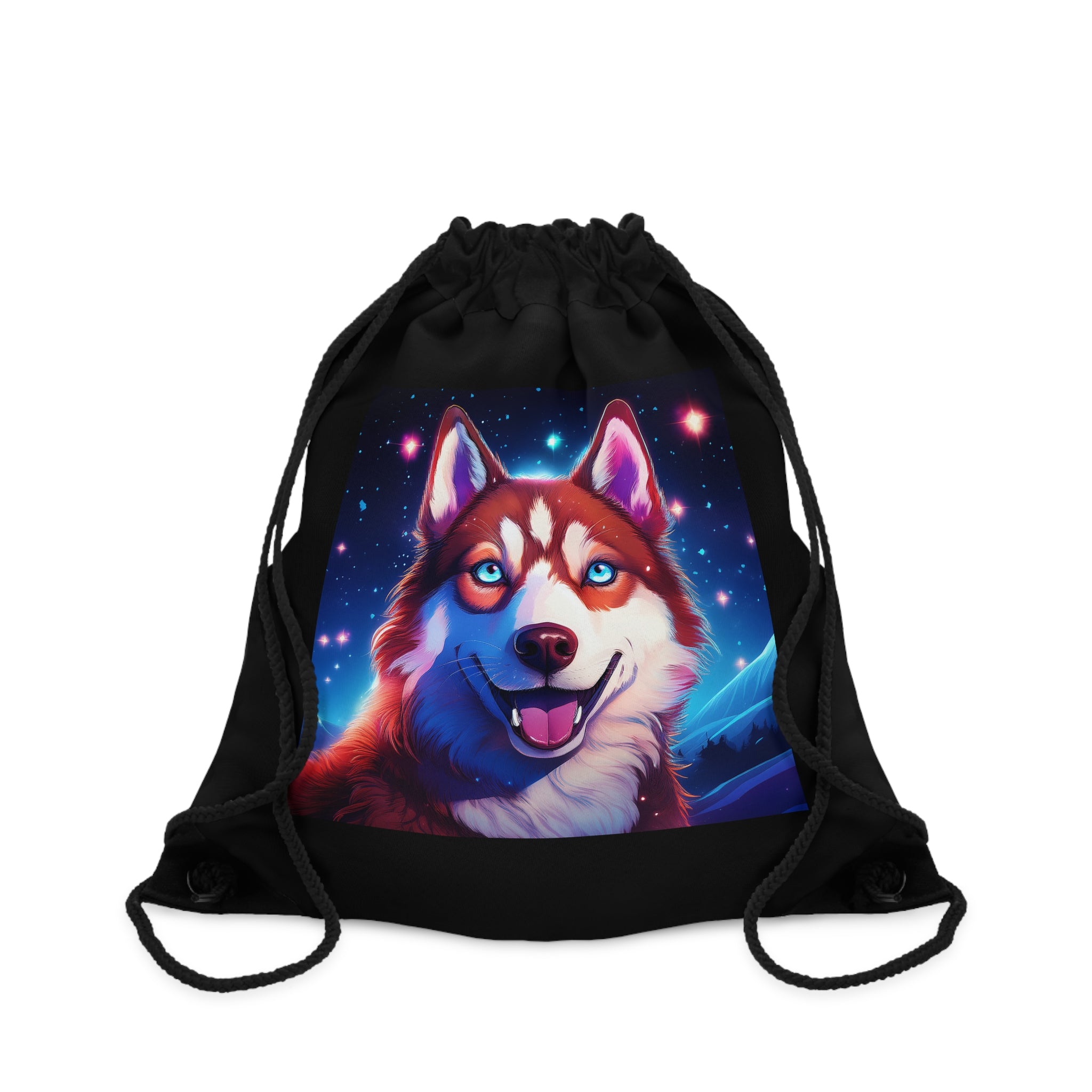 Eskimo Husky Stary Night Drawstring Bag