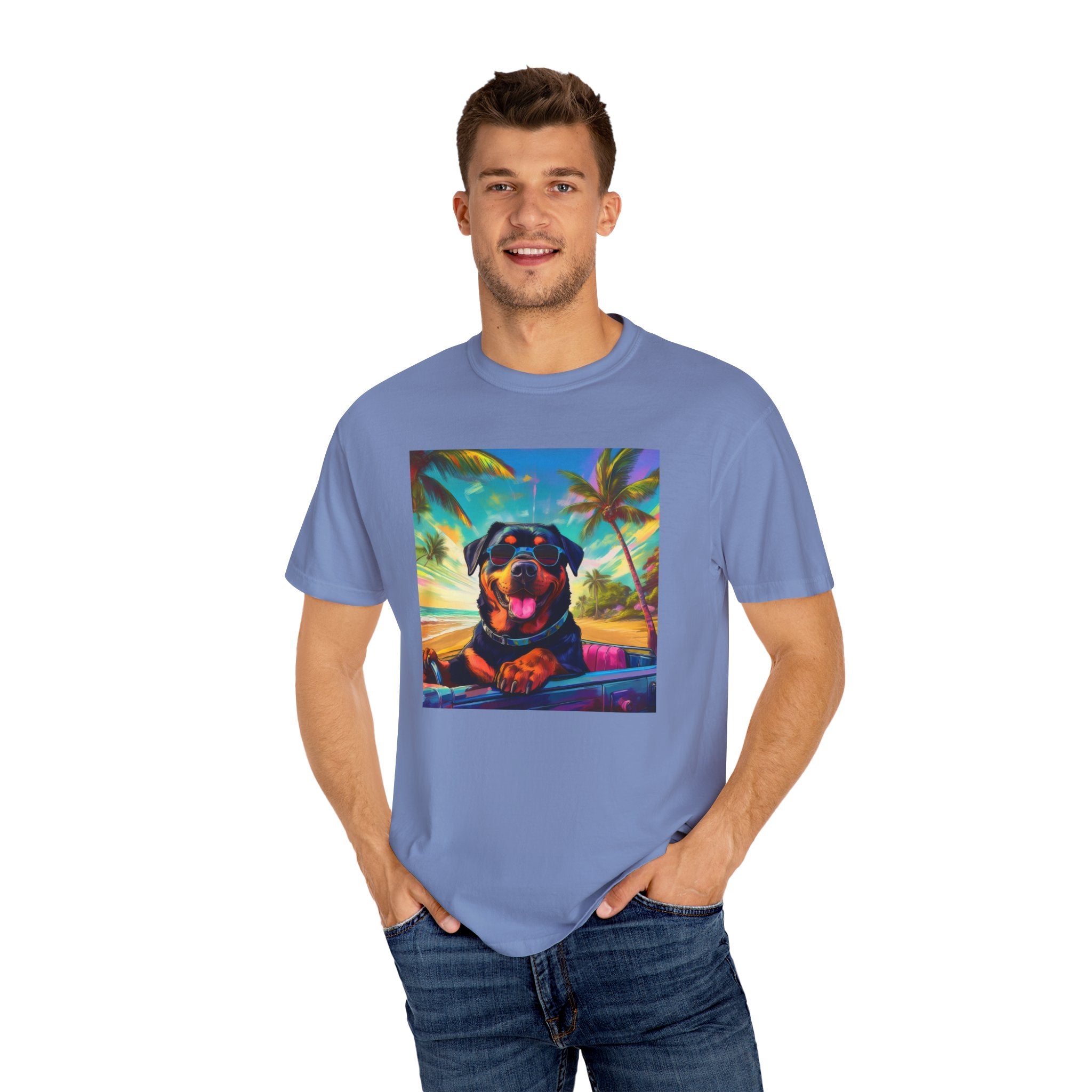 Rottweiler Beach Drive Unisex Garment-Dyed T-shirt