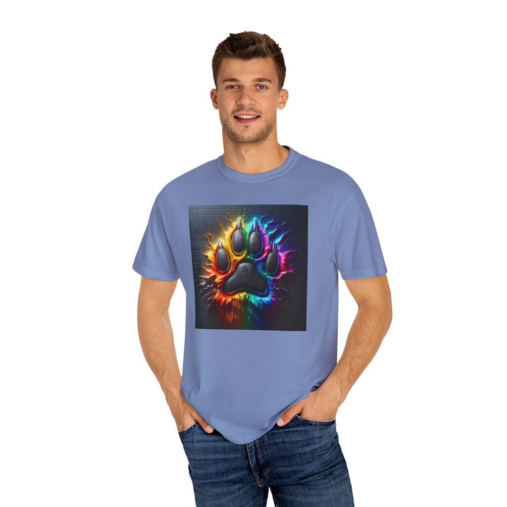 Electric Rainbow Dog Paw Unisex Garment-Dyed T-shirt