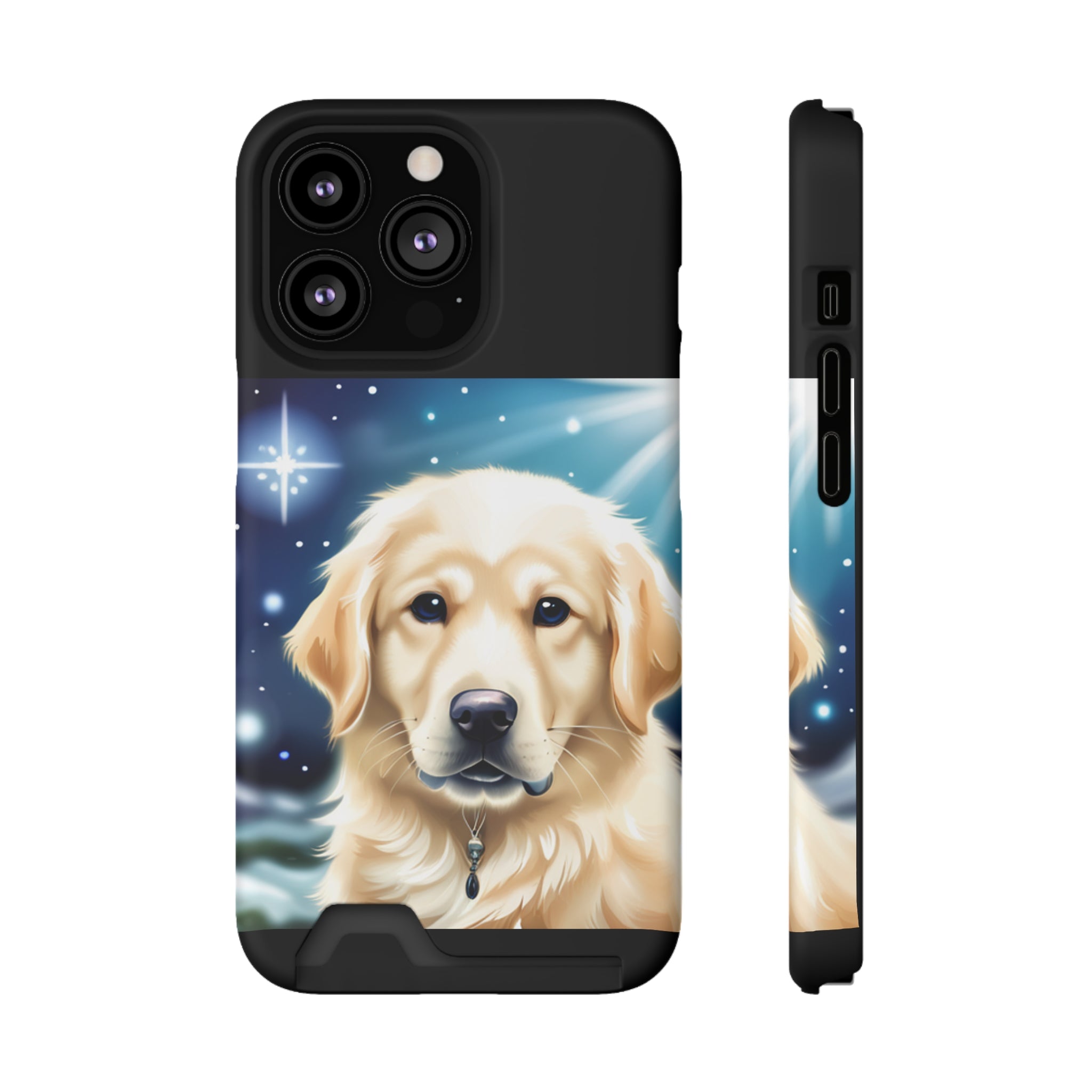 Golden Retriever Stary Night Phone Case with Card Holder