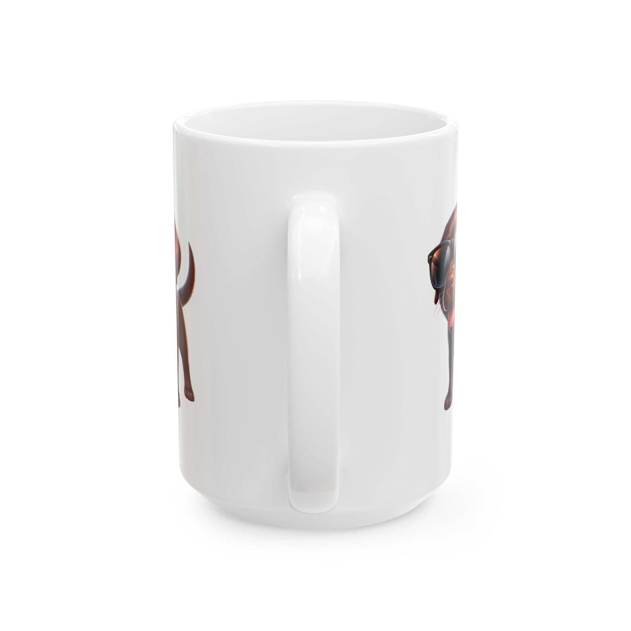 Chocolate Lab w/ sunglasses Ceramic Mug, (11oz, 15oz)