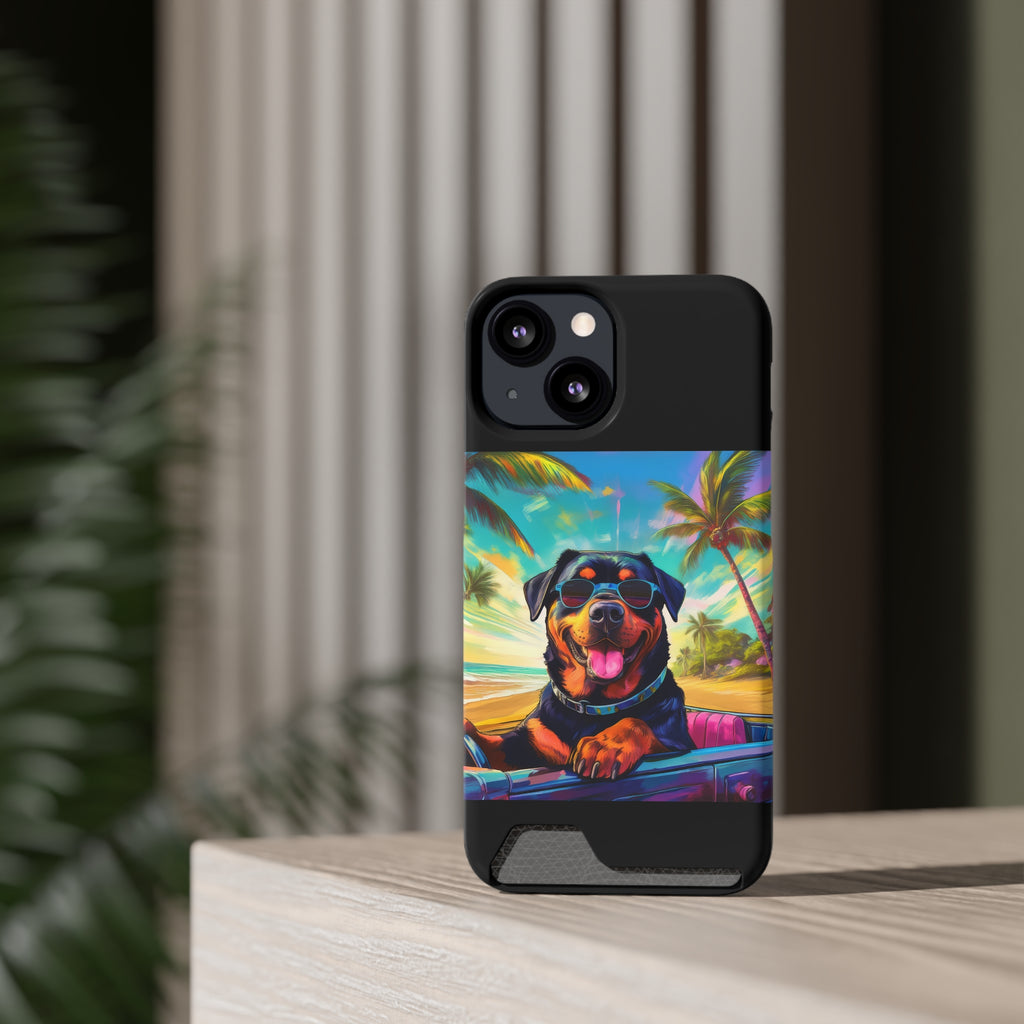 Rottweiler Beach Drive Phone Case with Card Holder