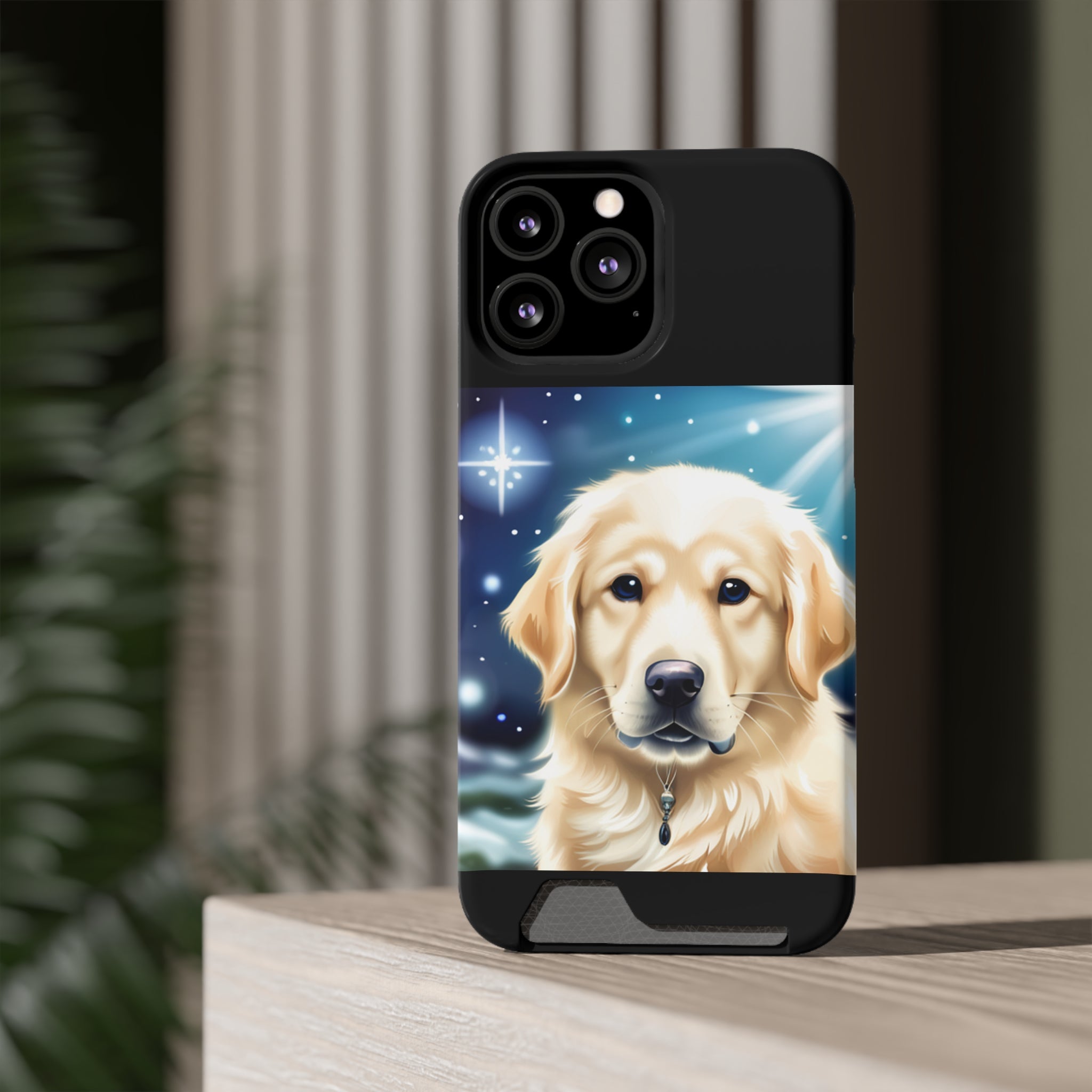 Golden Retriever Stary Night Phone Case with Card Holder