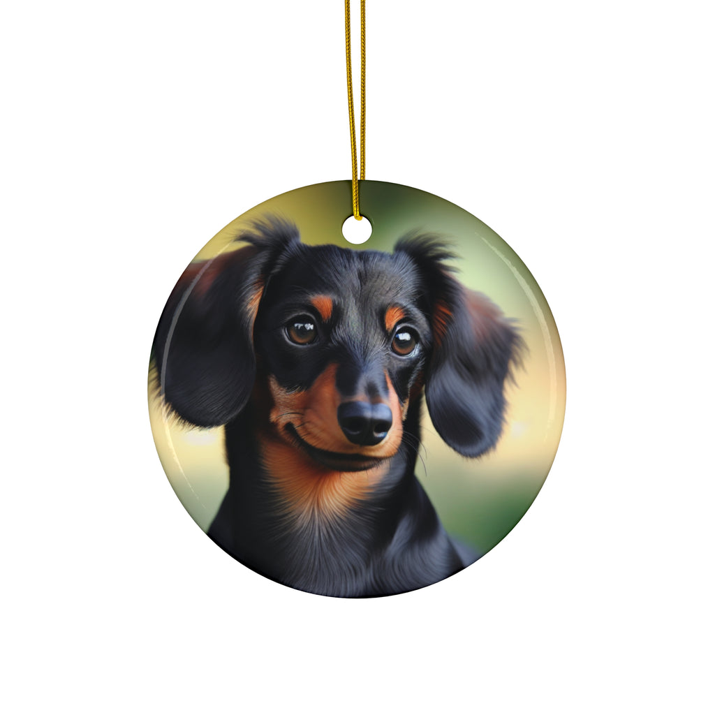 Black/Brown Dachshund Ceramic Ornament
