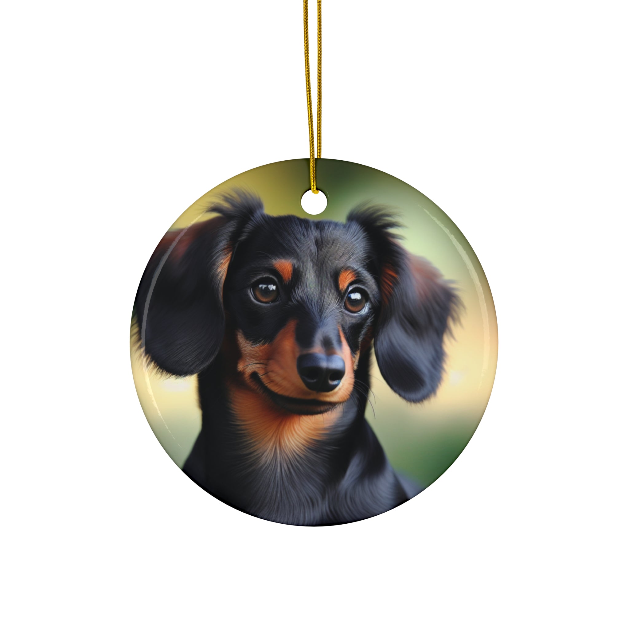 Black/Brown Dachshund Ceramic Ornament