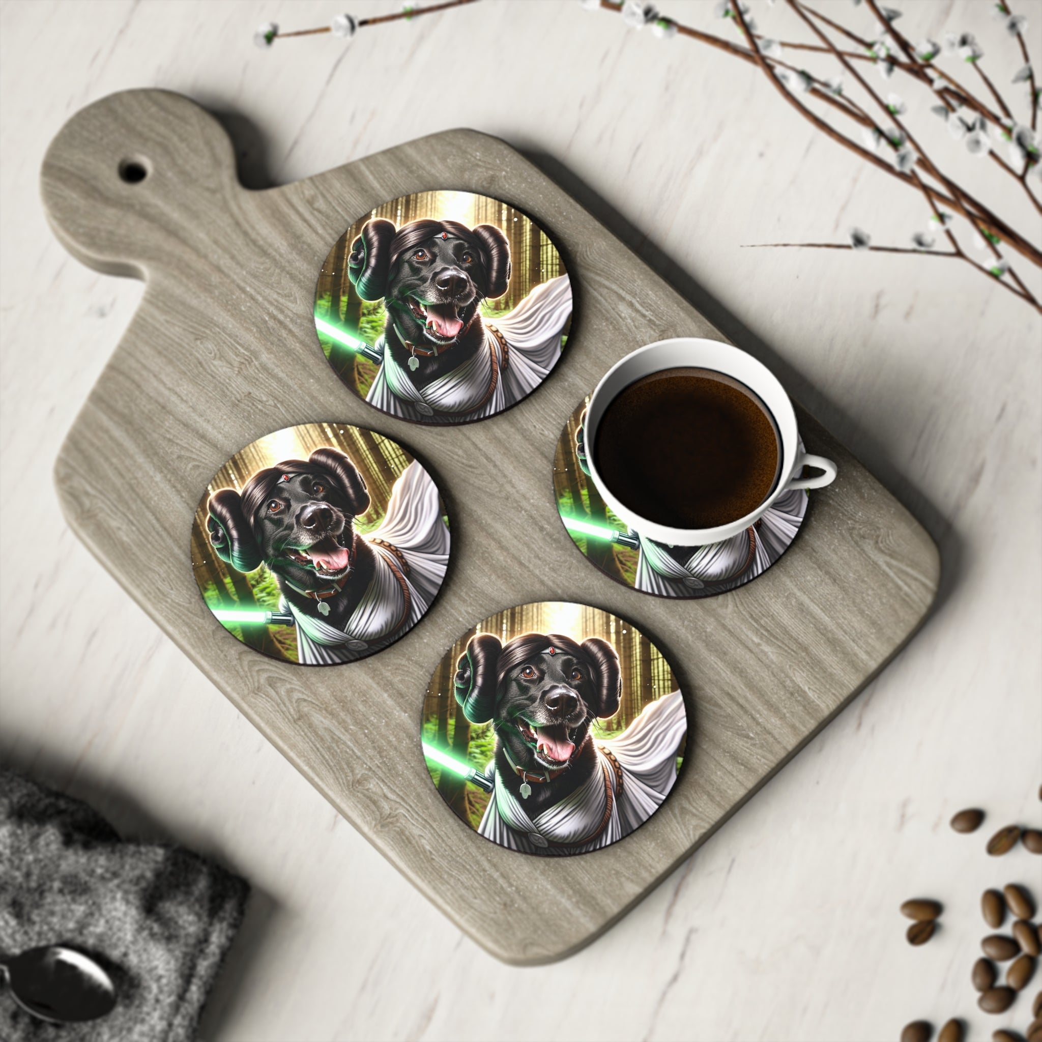 Black Lab Galaxy Princess Coasters