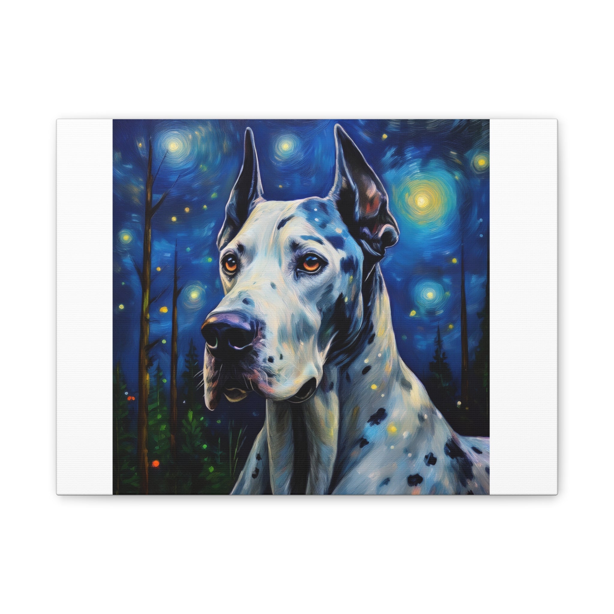 Great Dane Stary Night Canvas Stretched, 0.75"