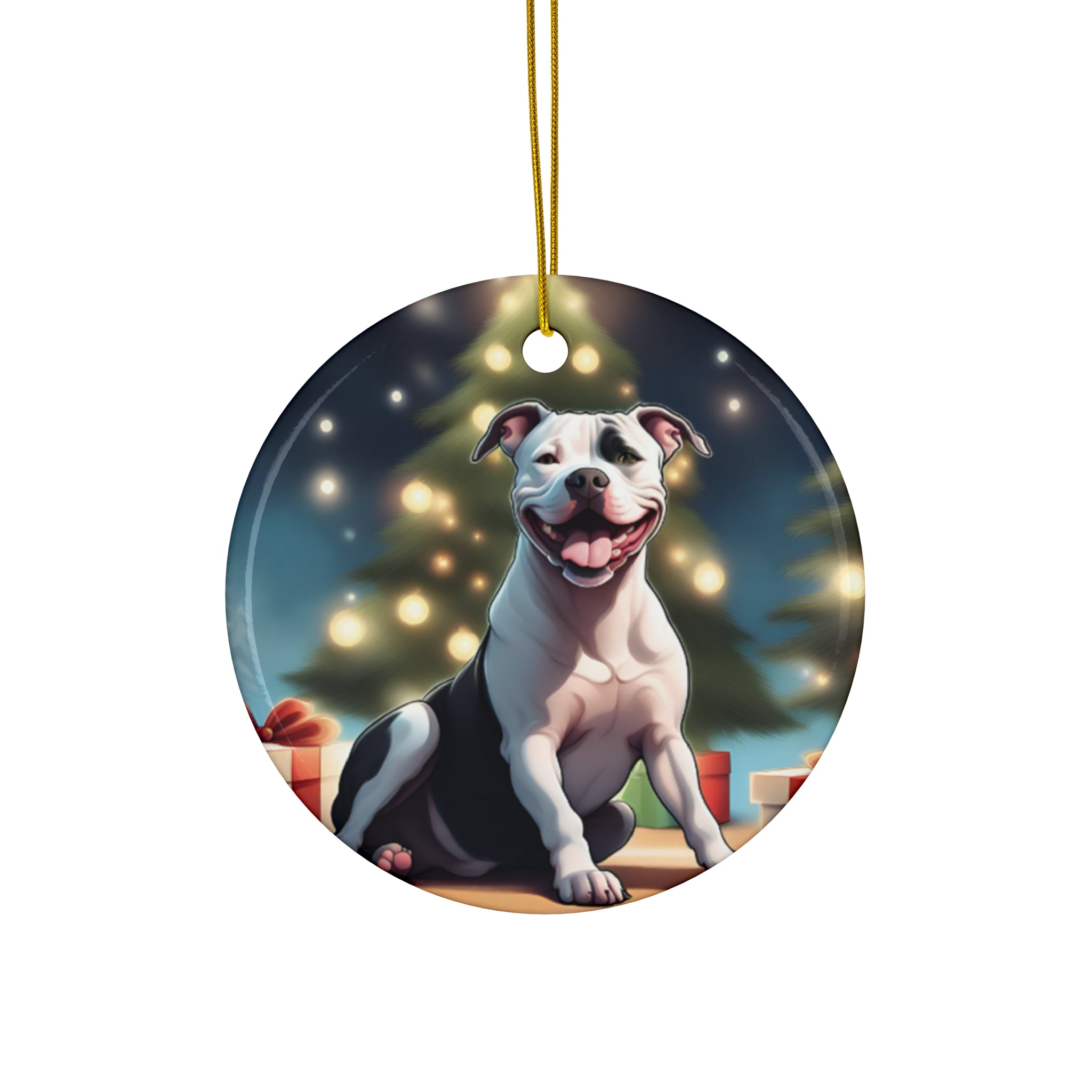 Pit Bull Holiday Ceramic Ornament