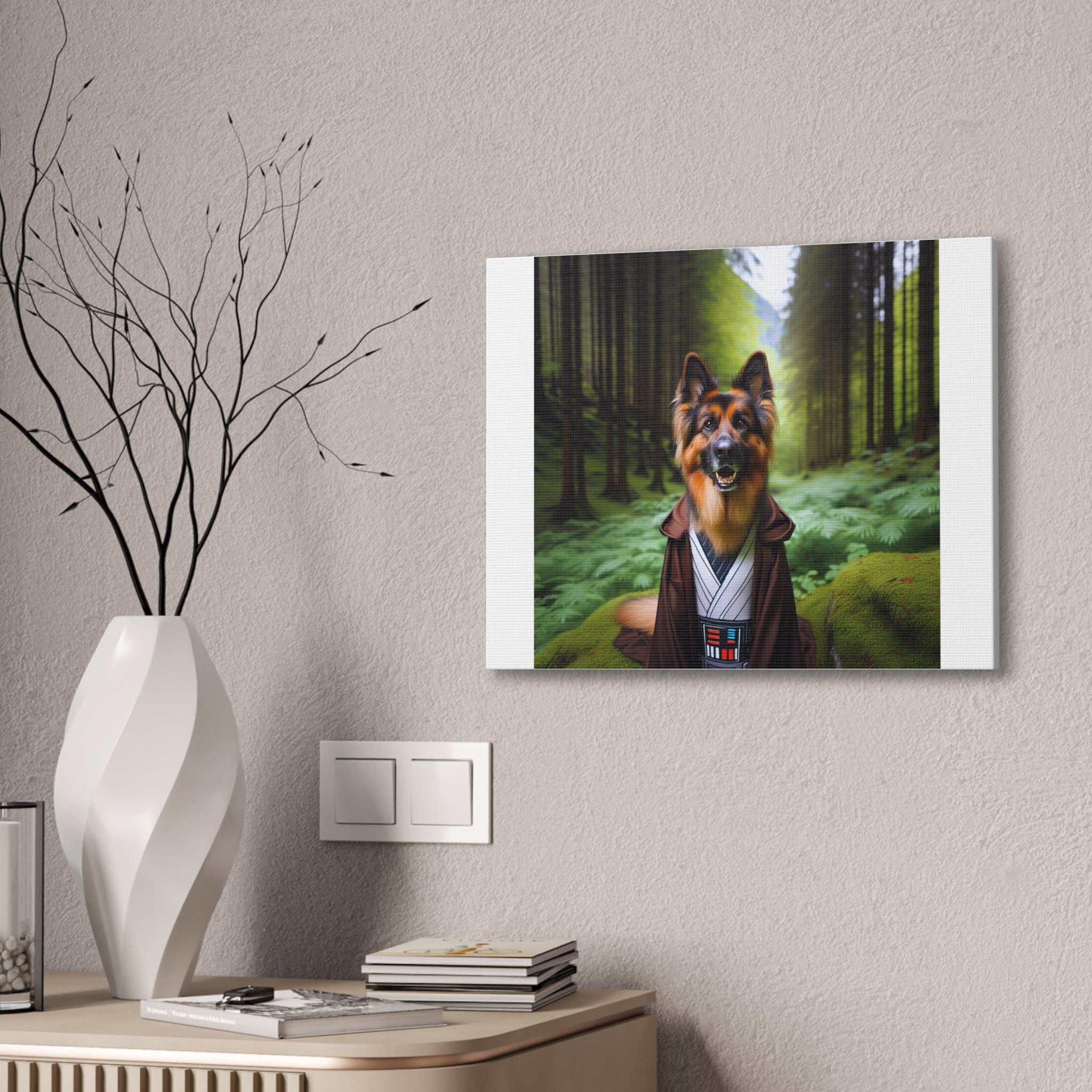 German Shepherd Forest Knight Canvas Stretched, 0.75"