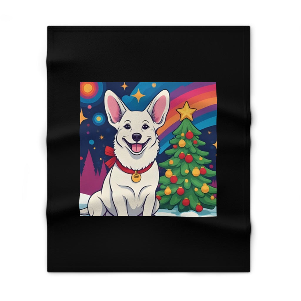 White Corgi Holiday Throw Blanket