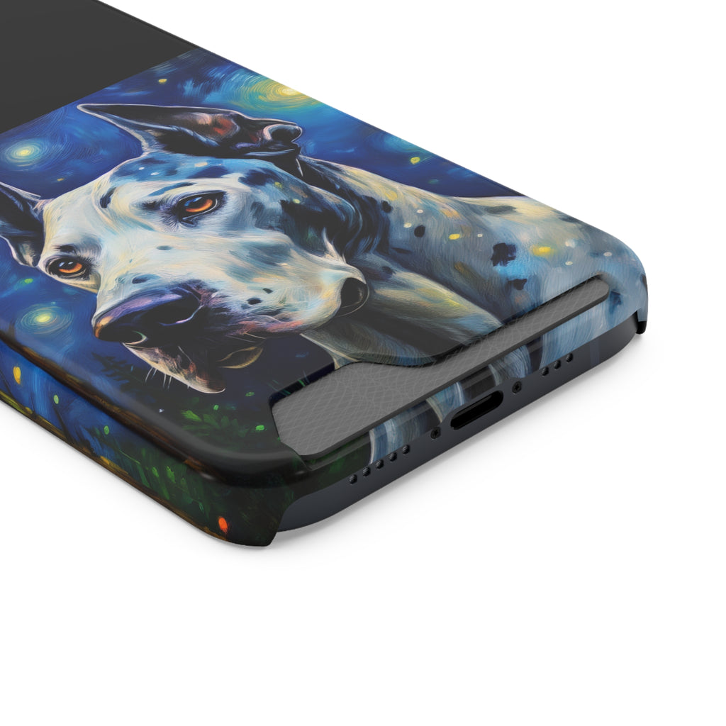Great Dane Stary Night Phone Case with Card Holder