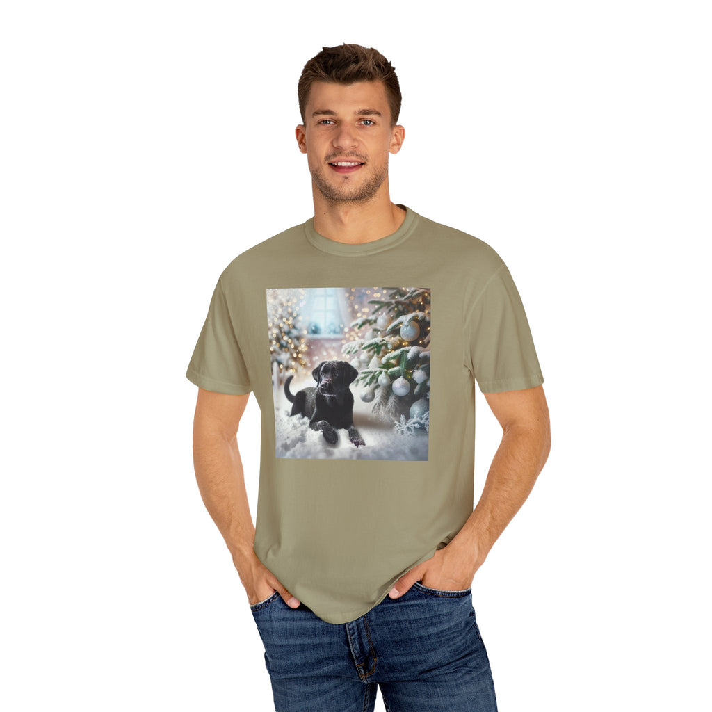 Black Lab Puppy Holiday Unisex Garment-Dyed T-shirt