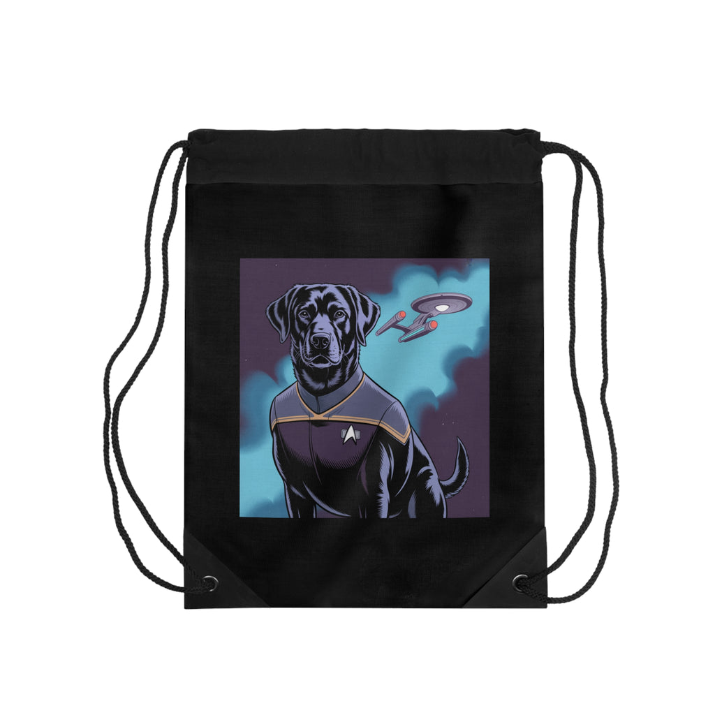 Black Lab Dog-Fleet Drawstring Bag