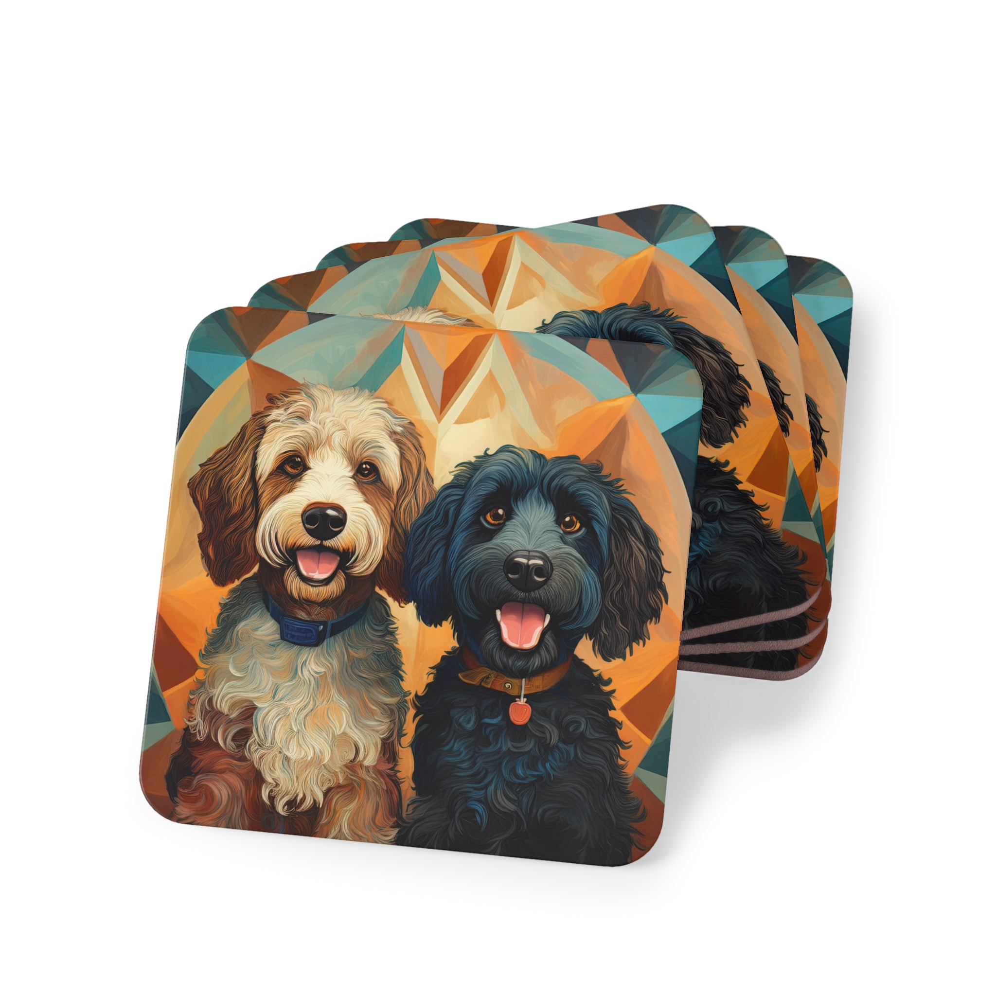 Doodles, Black & Tan Coasters