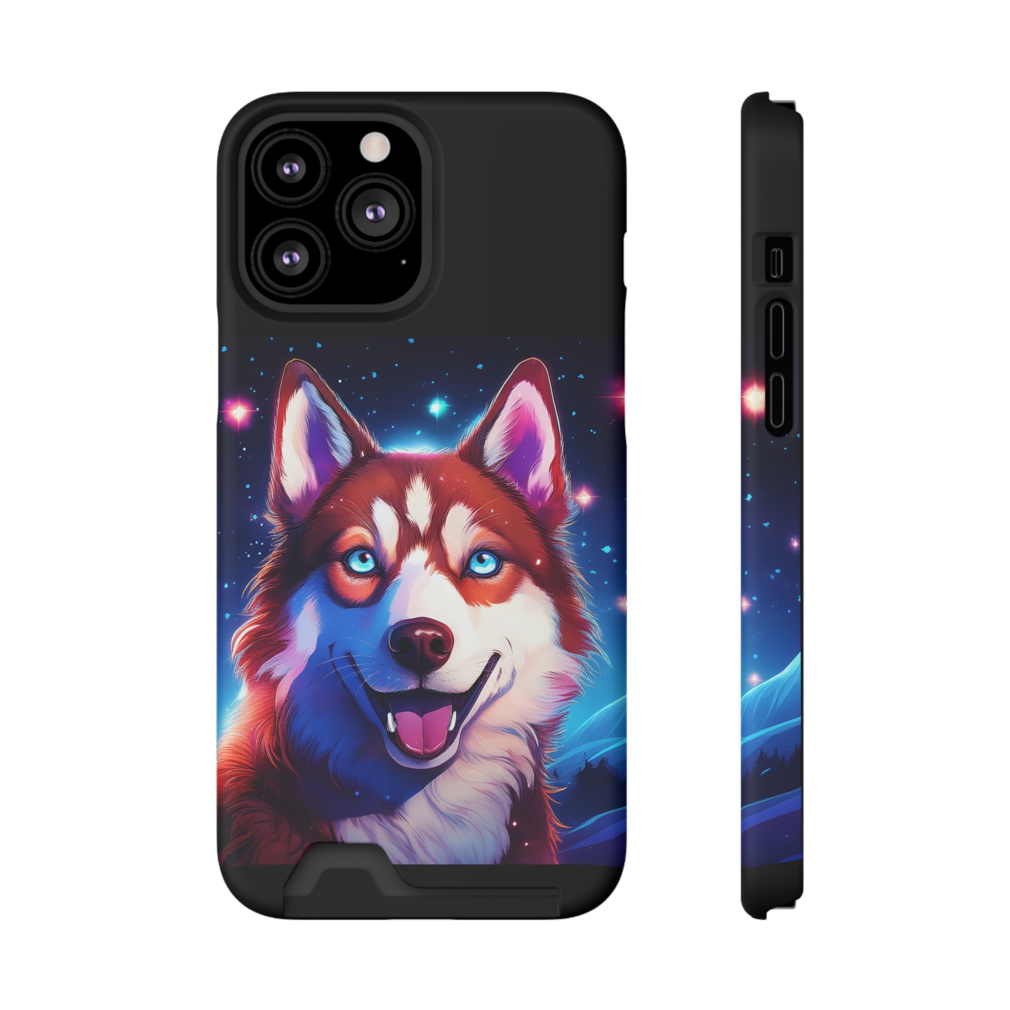 Eskimo Husky Stary Night Phone Case with Card Holder