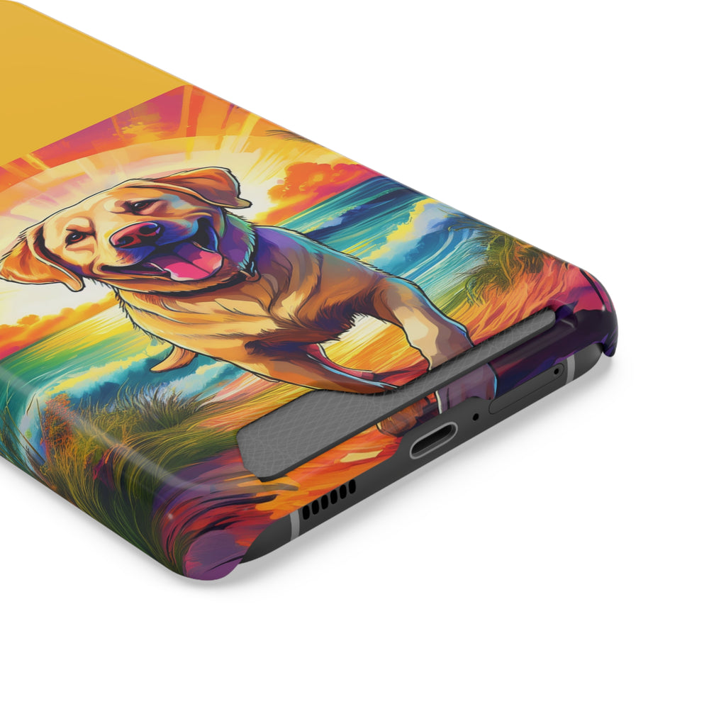 Yellow Lab Sunset Beach Phone Case with Card Holder