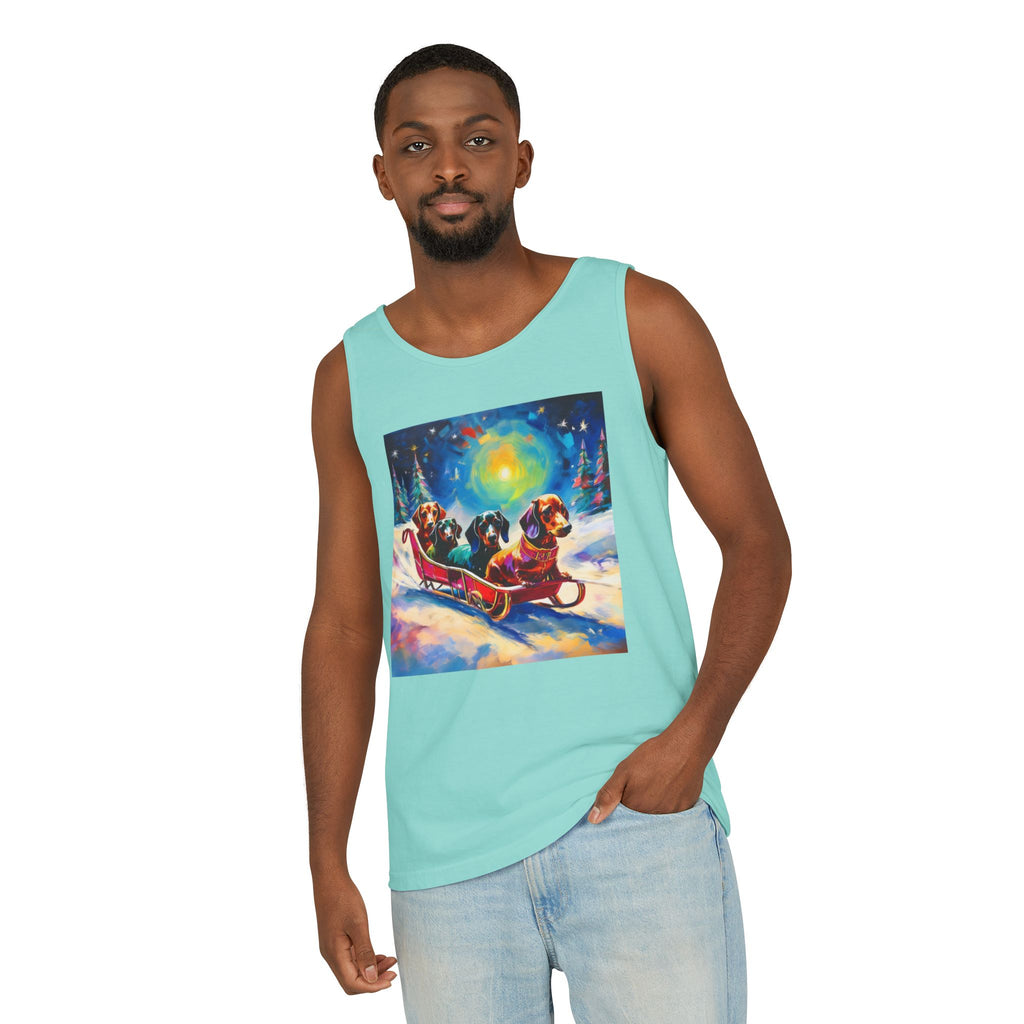 Dachshund Night Sleighride Unisex Tank Top