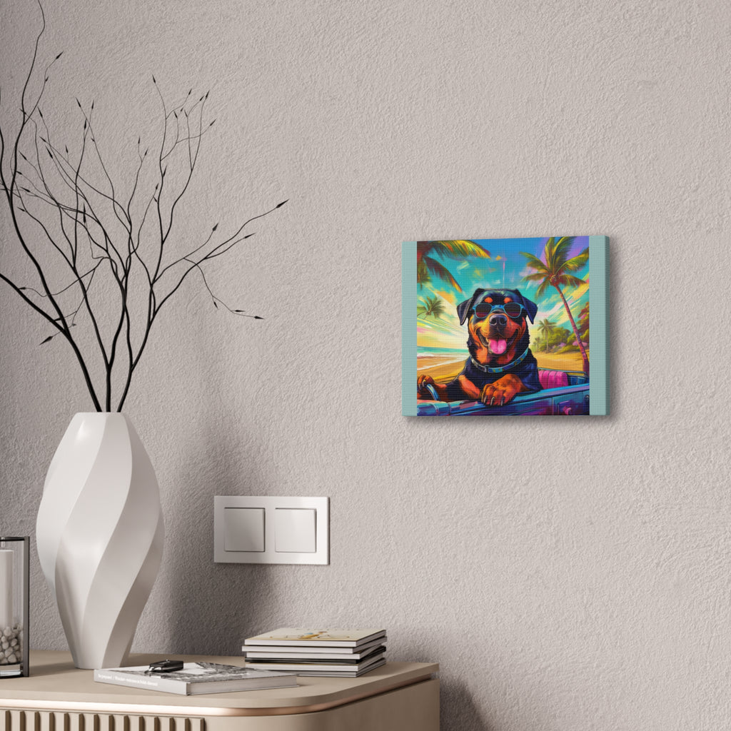 Rottweiler Beach Drive Canvas Painting