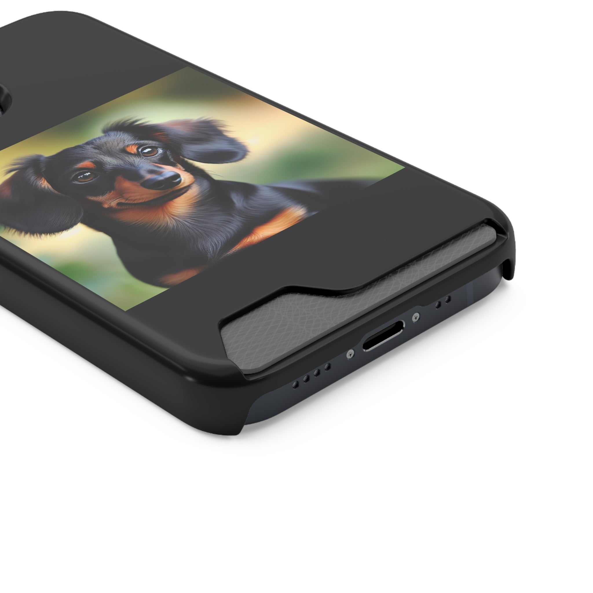 Dachshund Black and Brown Phone Case with Card Holder
