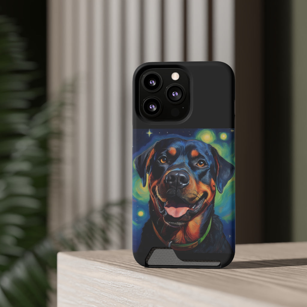 Rottweiler Stary Night Phone Case with Card Holder